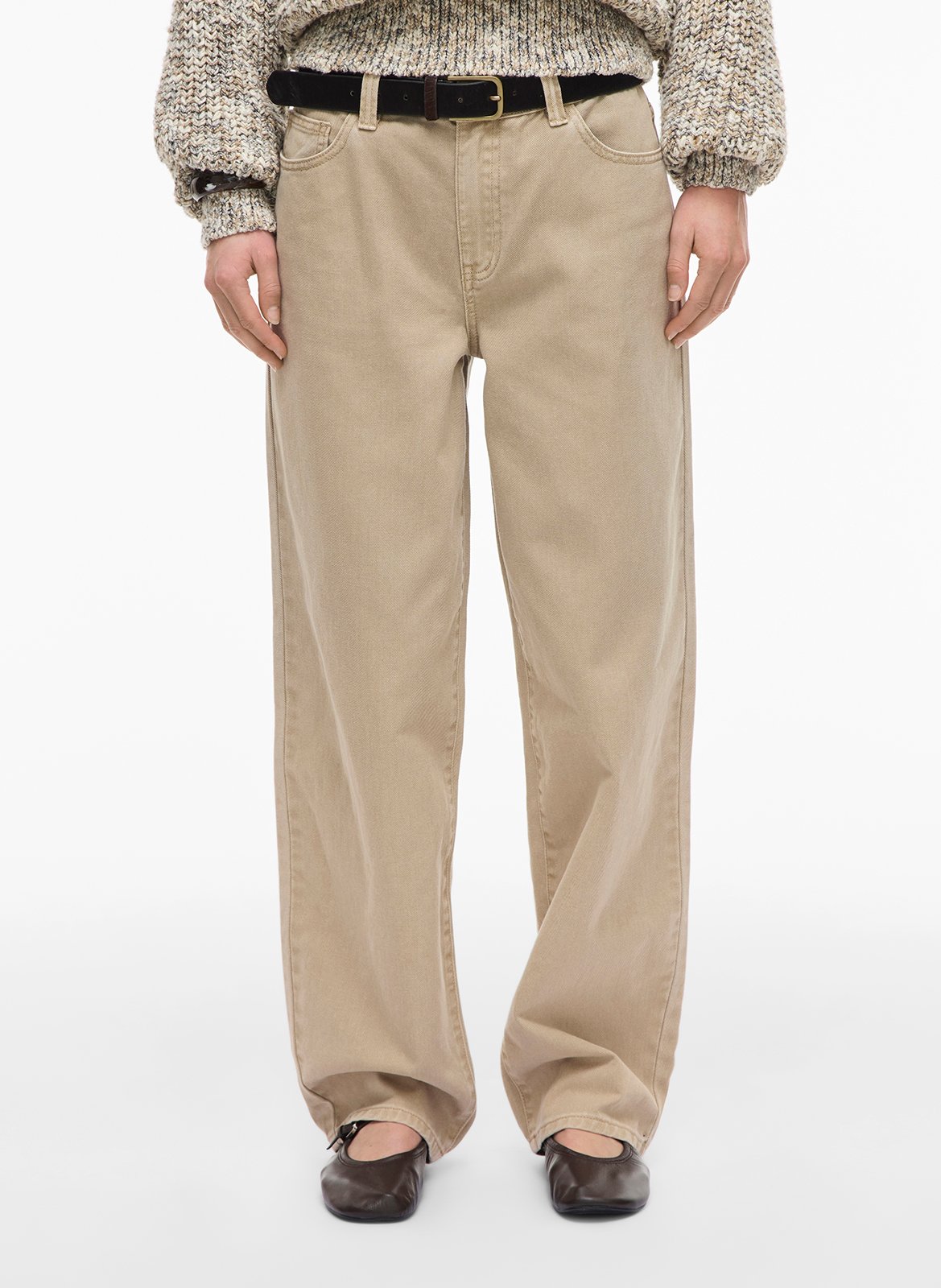 Jean large en coton et coton recyclé ROUGE EDIT Beige