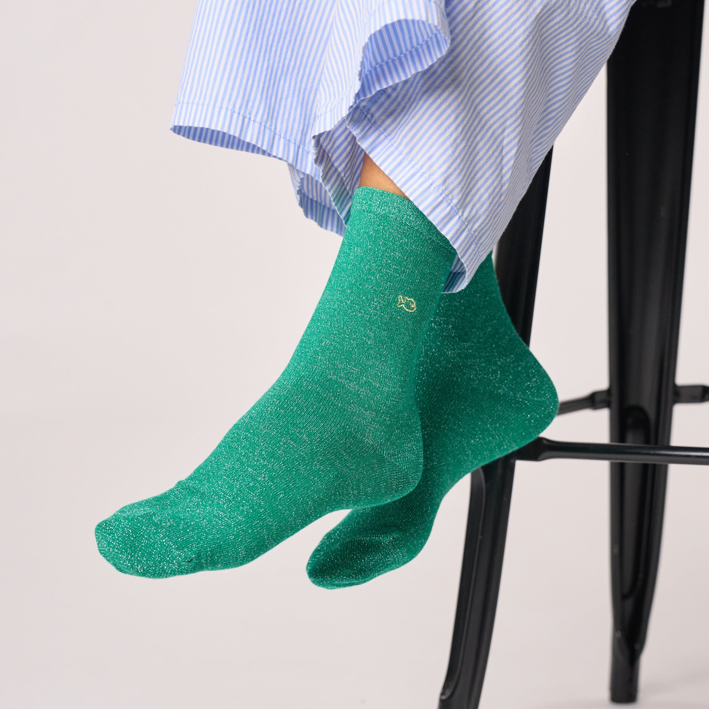 Solid Combed Cotton Glittery Socks Green