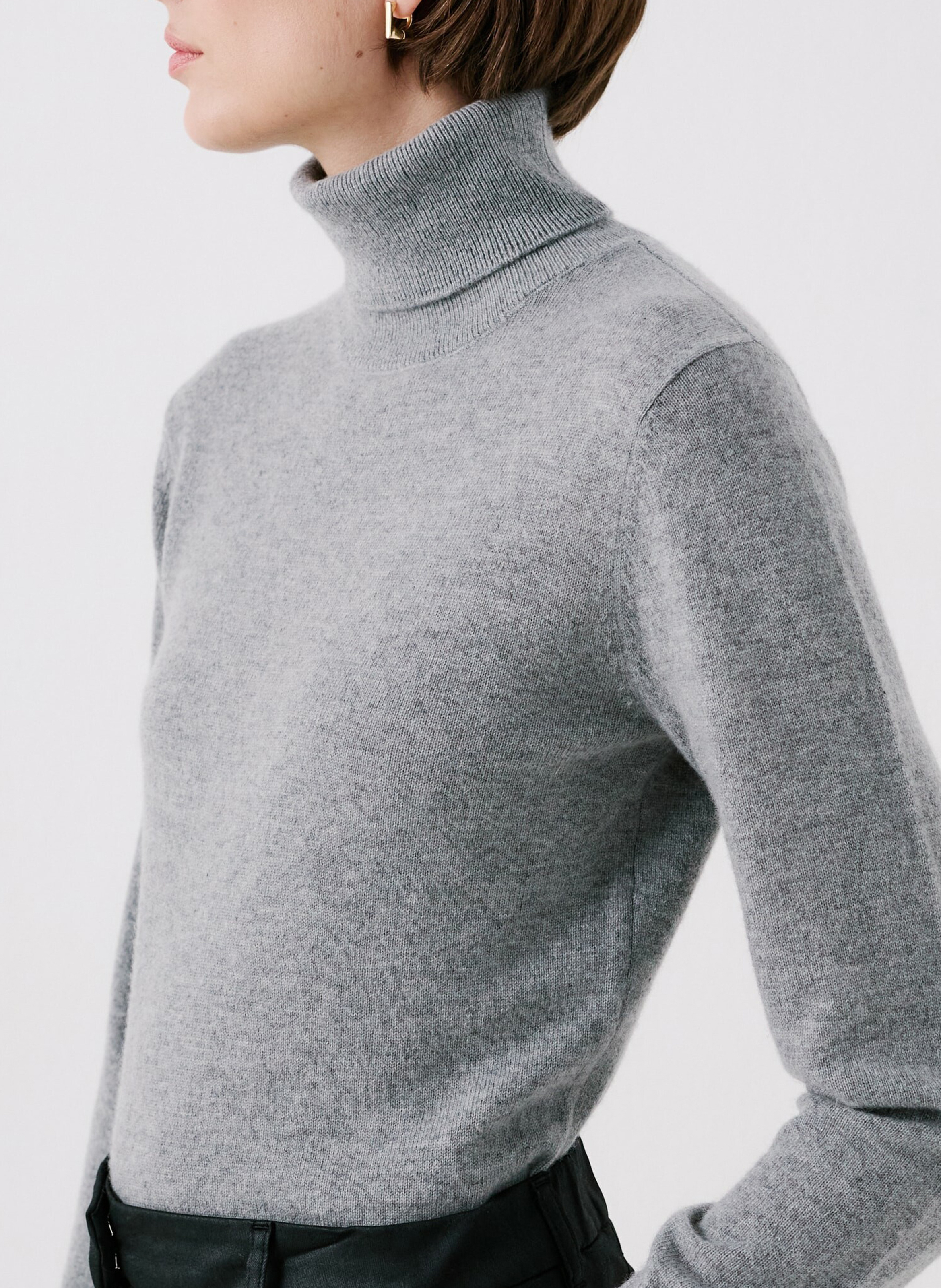 Cashmere straight-cut turtleneck sweater CAROLL Grey