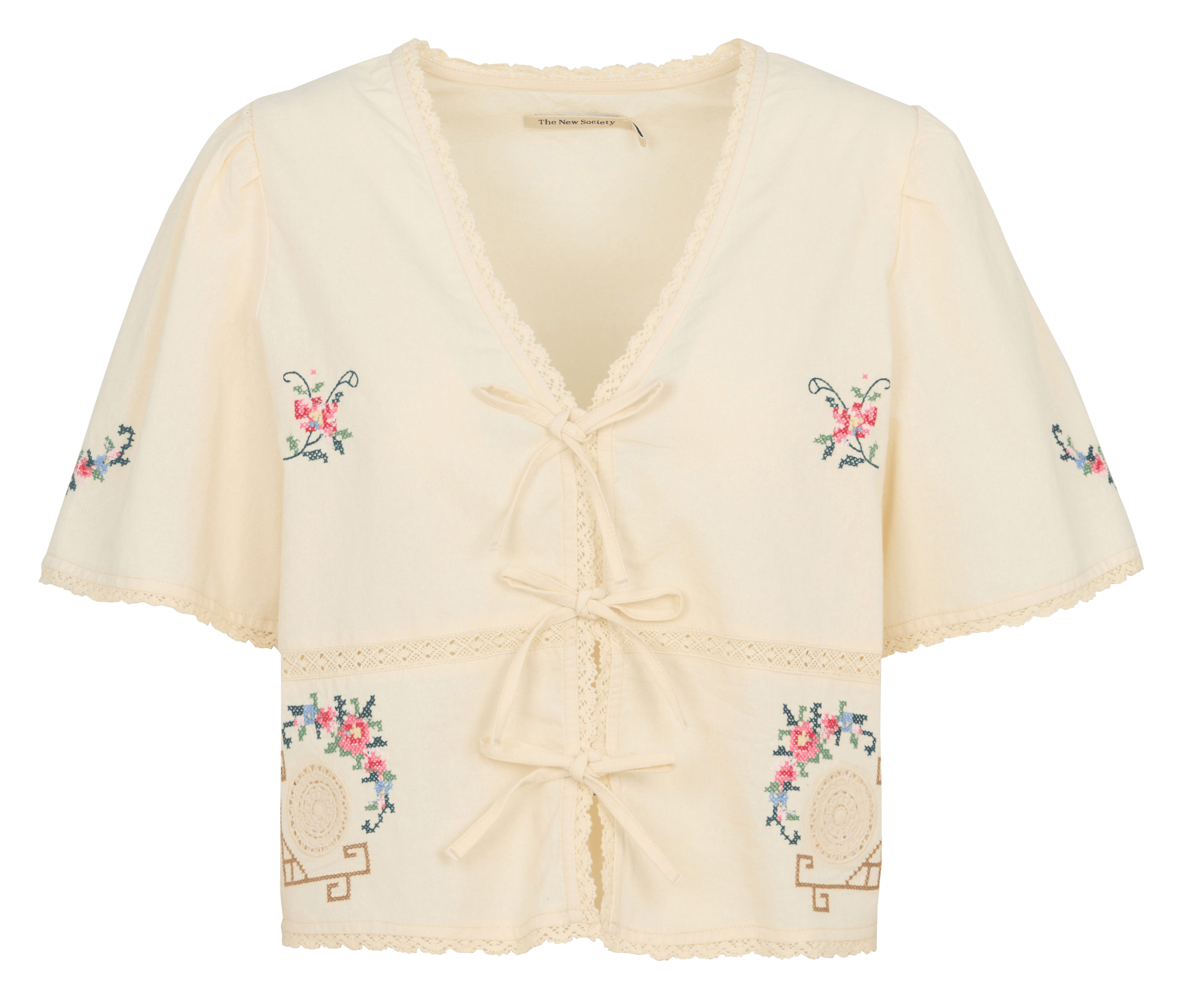 Rechte, katoenen top met V-hals THE NEW SOCIETY Beige