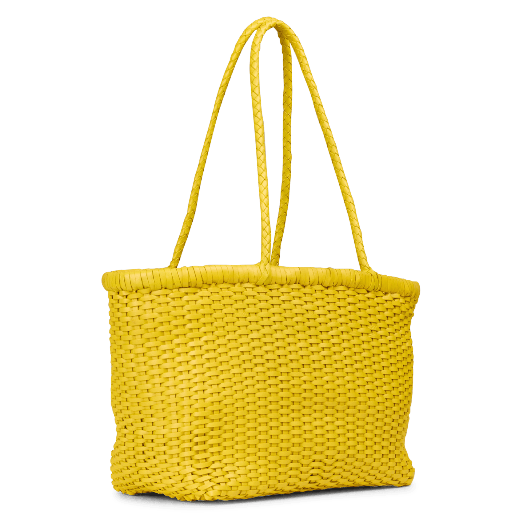 Panier tressé en cuir DRAGON DIFFUSION Jaune