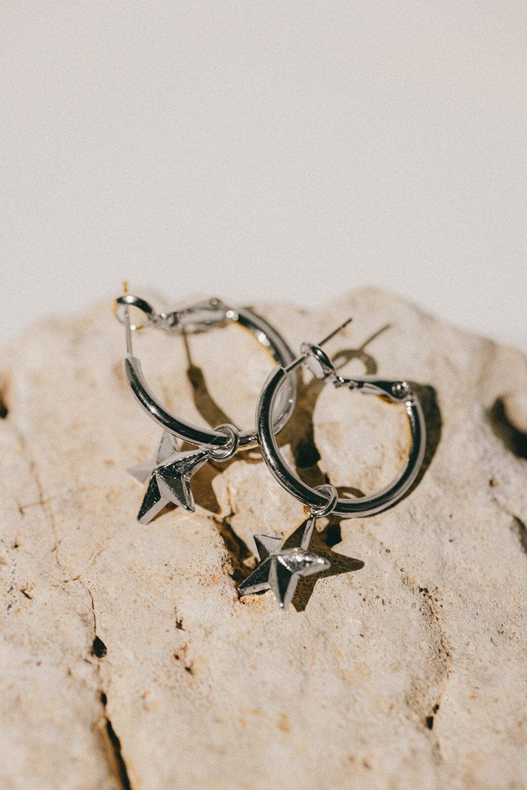 Mini gold-plated star hoop earrings MONSIEUR SIMONE Silver