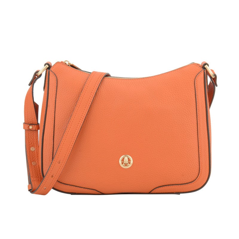 Crossbody bag in cowhide leather POURCHET Orange