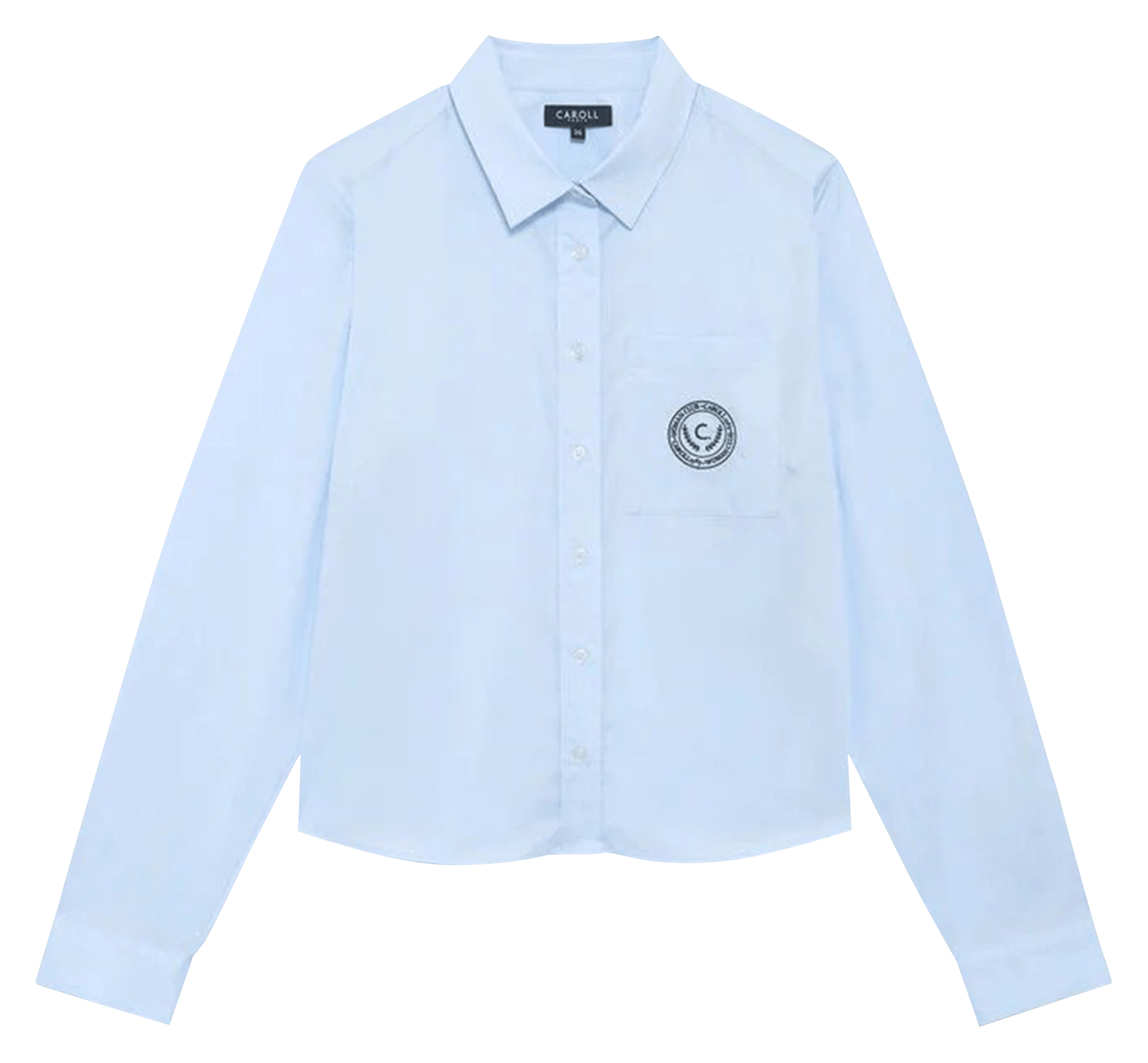 Chemise droite col classique en coton et coton recyclé mélangé CAROLL Bleu