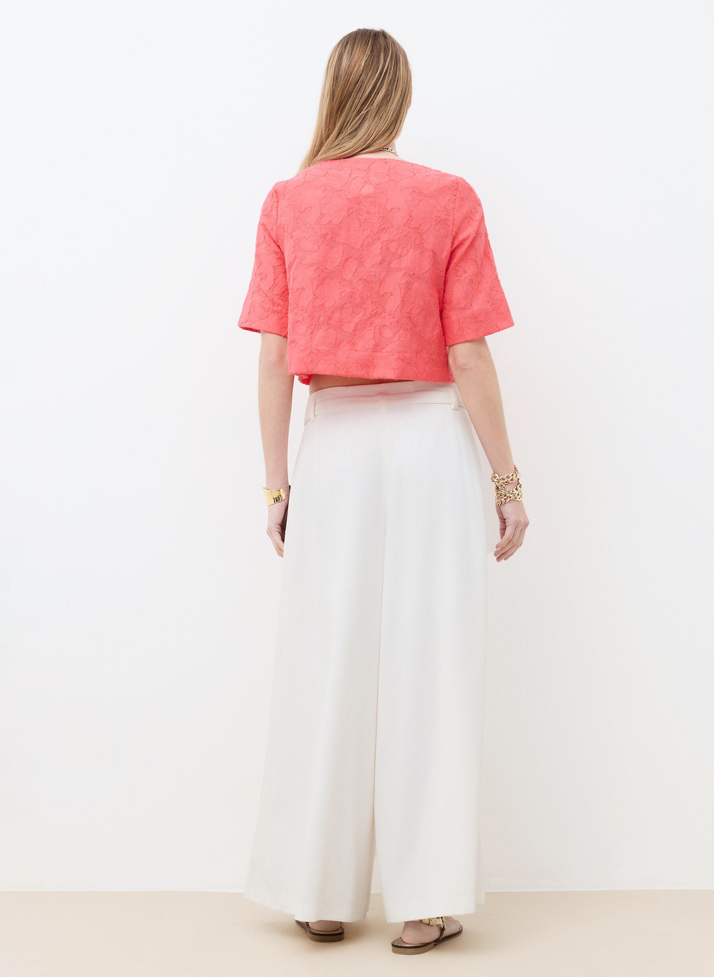 Tee-shirt col bateau en coton mélangé CAROLL Rose