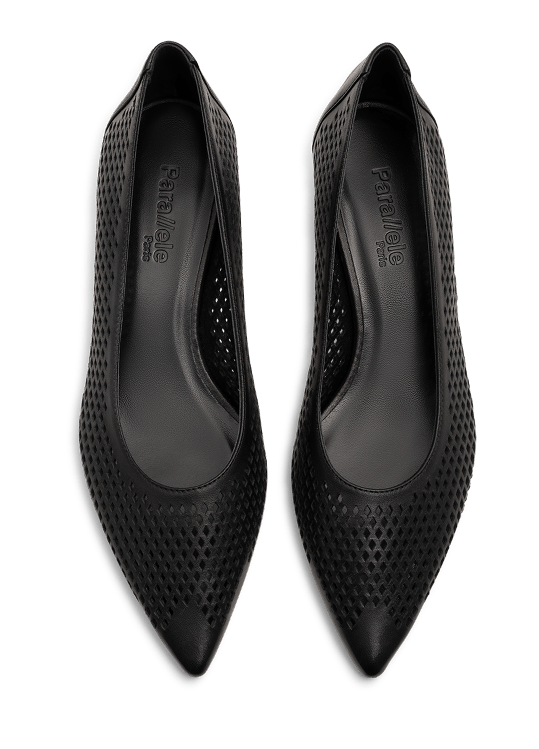 Escarpins en cuir nappa perforé noir PARALLELE PARIS Noir
