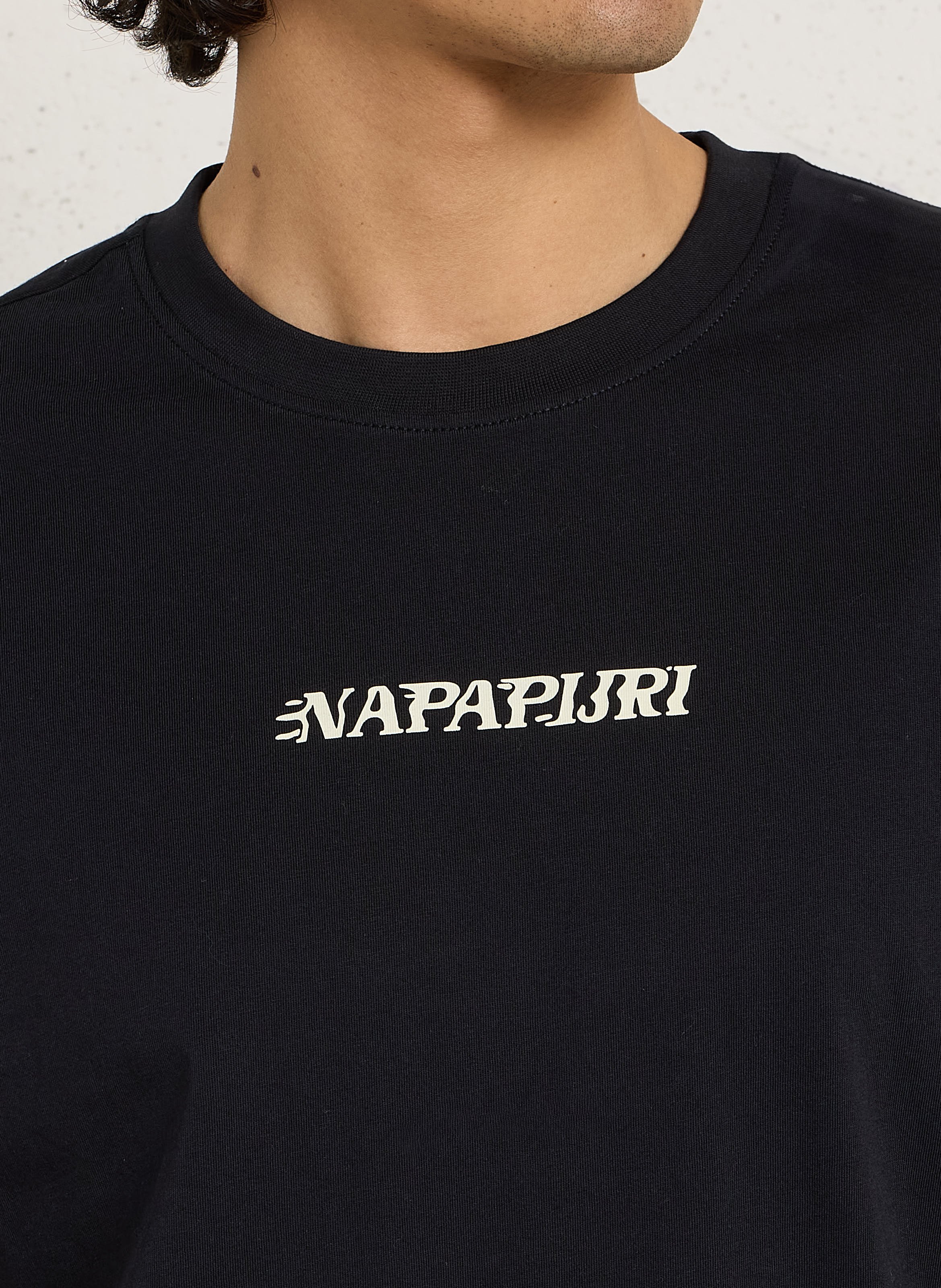 T-shirt met ronde hals en gemêleerde zeefdruk NAPAPIJRI Zwart