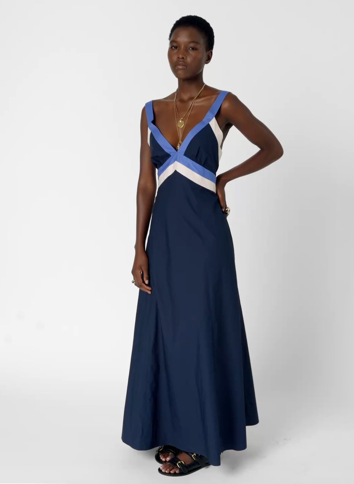 Langes Kleid mit überkreuzten Trägern GERARD DAREL Blau