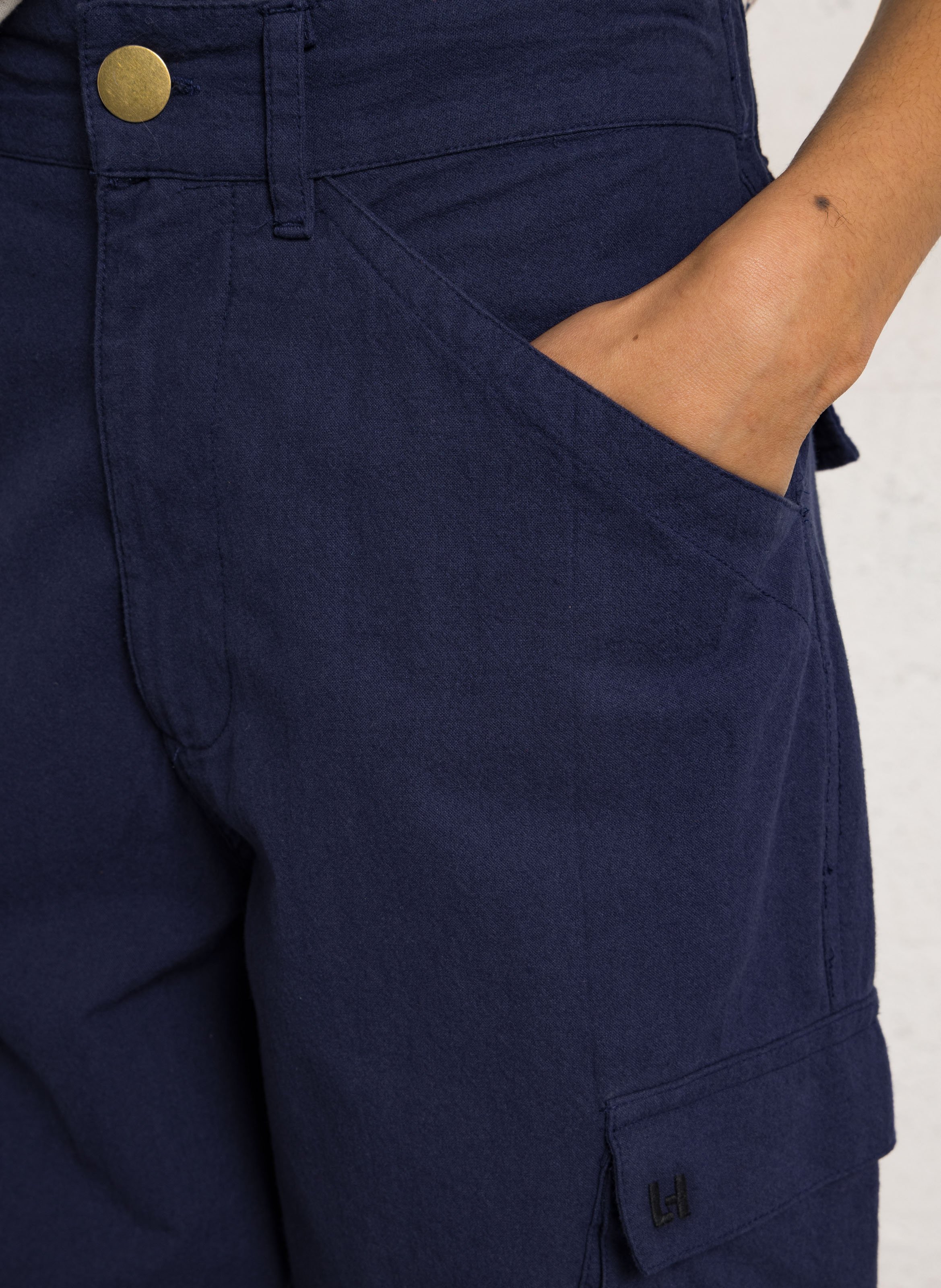 Pantalon cargo droit en coton bio LEON & HARPER Bleu