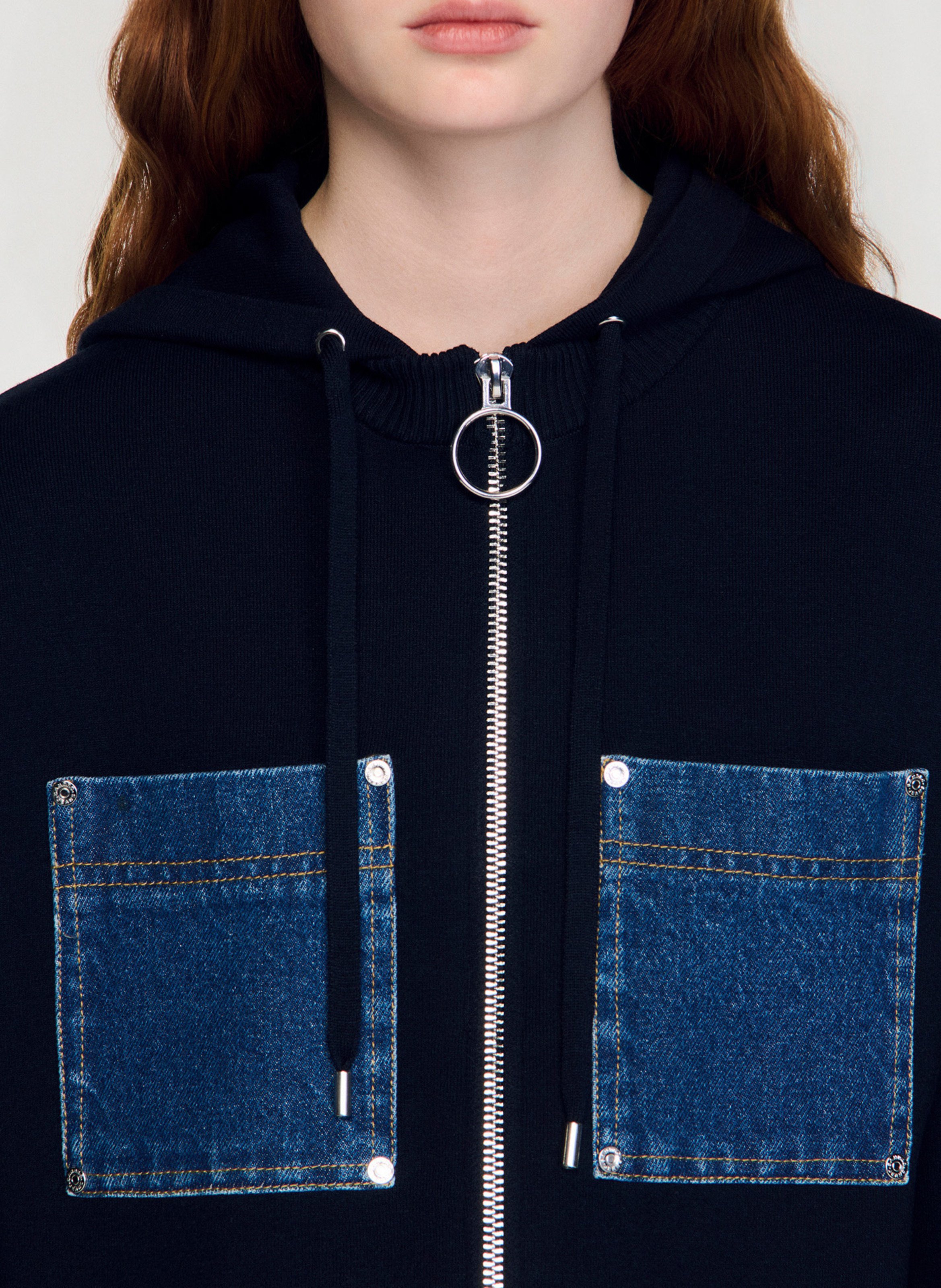 Hooded cardigan  SANDRO Blue