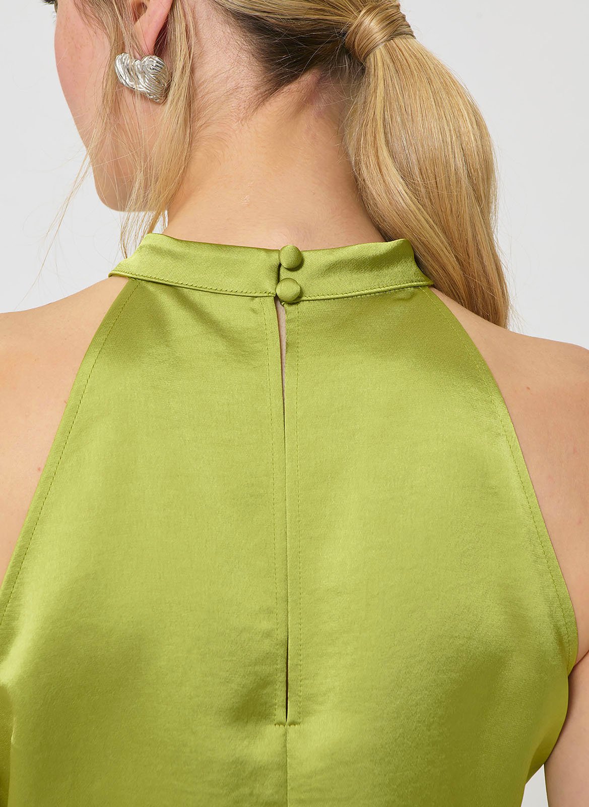 Top sans manches à nœud en satin TARA JARMON Vert