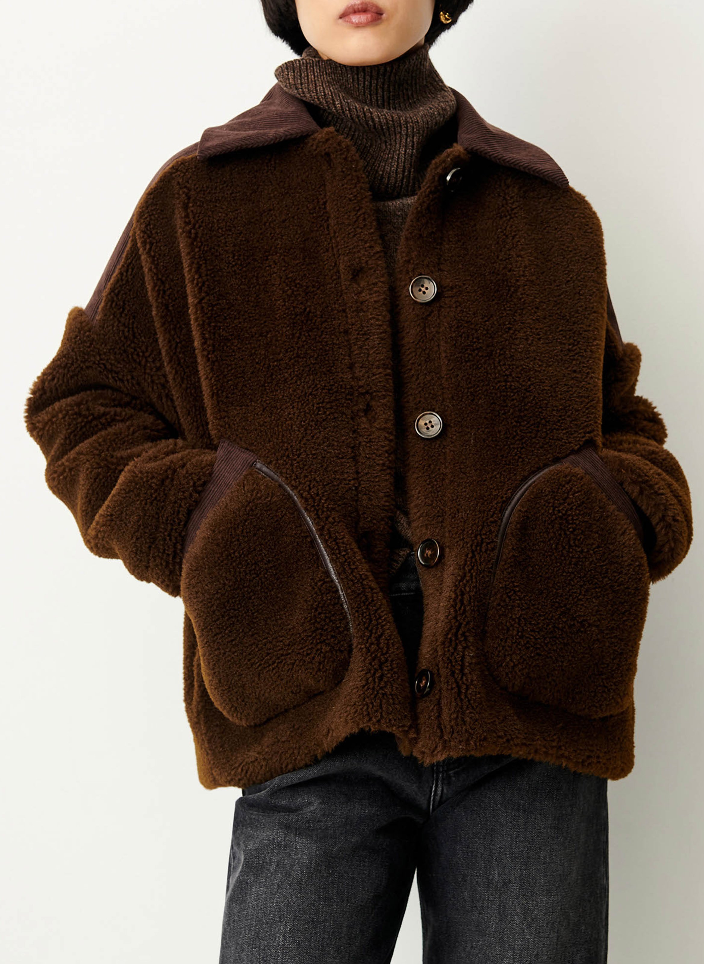 Oversized jasje van wolmix  SESSUN Bruin