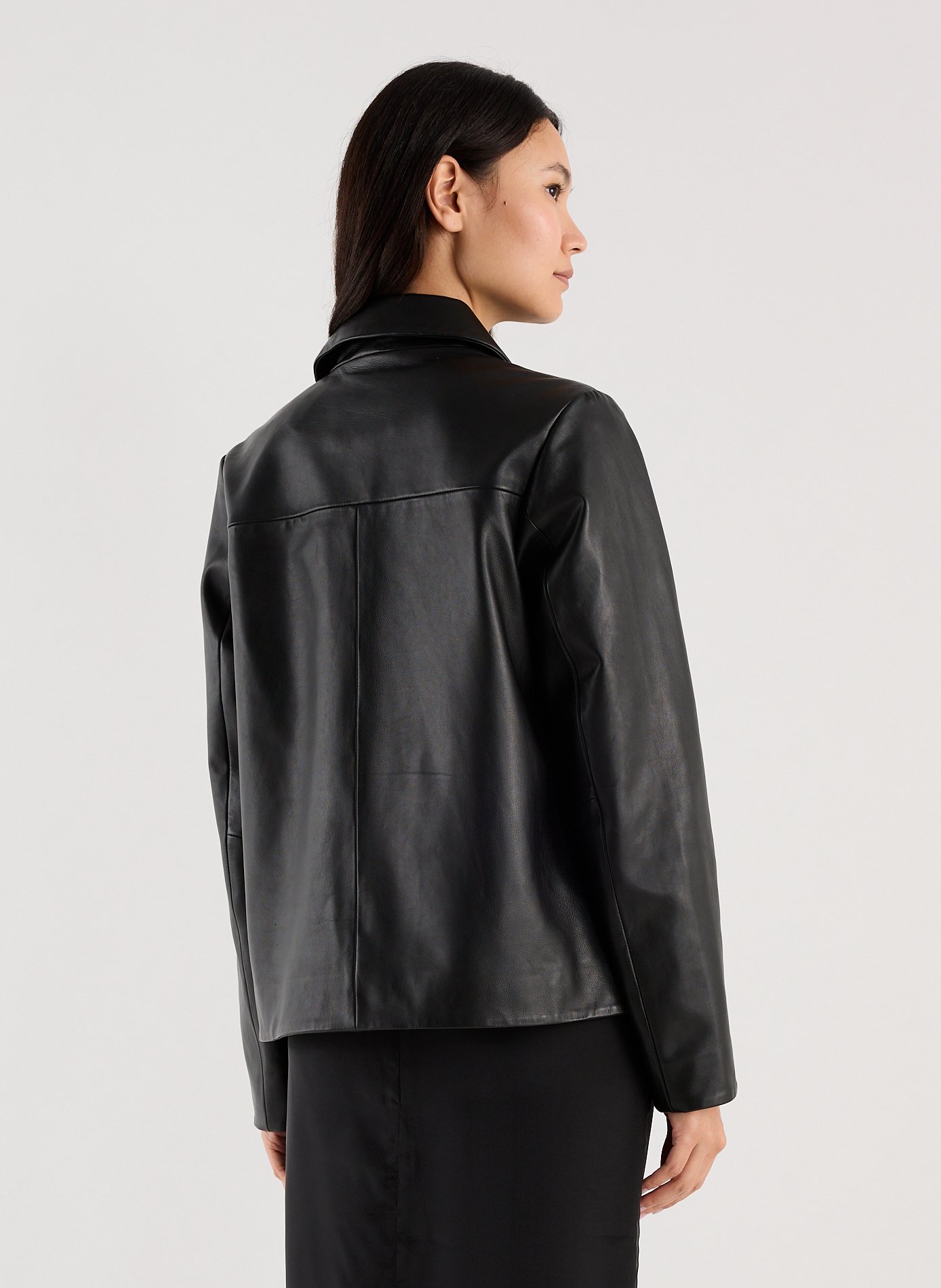 Giacca collo classico in pelle SAISON 1865 Nero