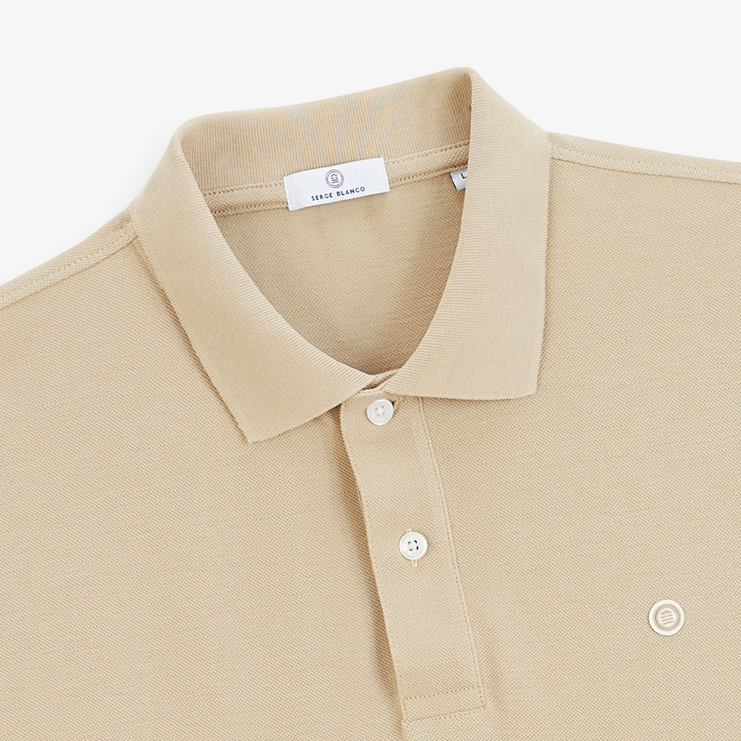 Short-sleeved cotton piqué polo SERGE BLANCO Beige