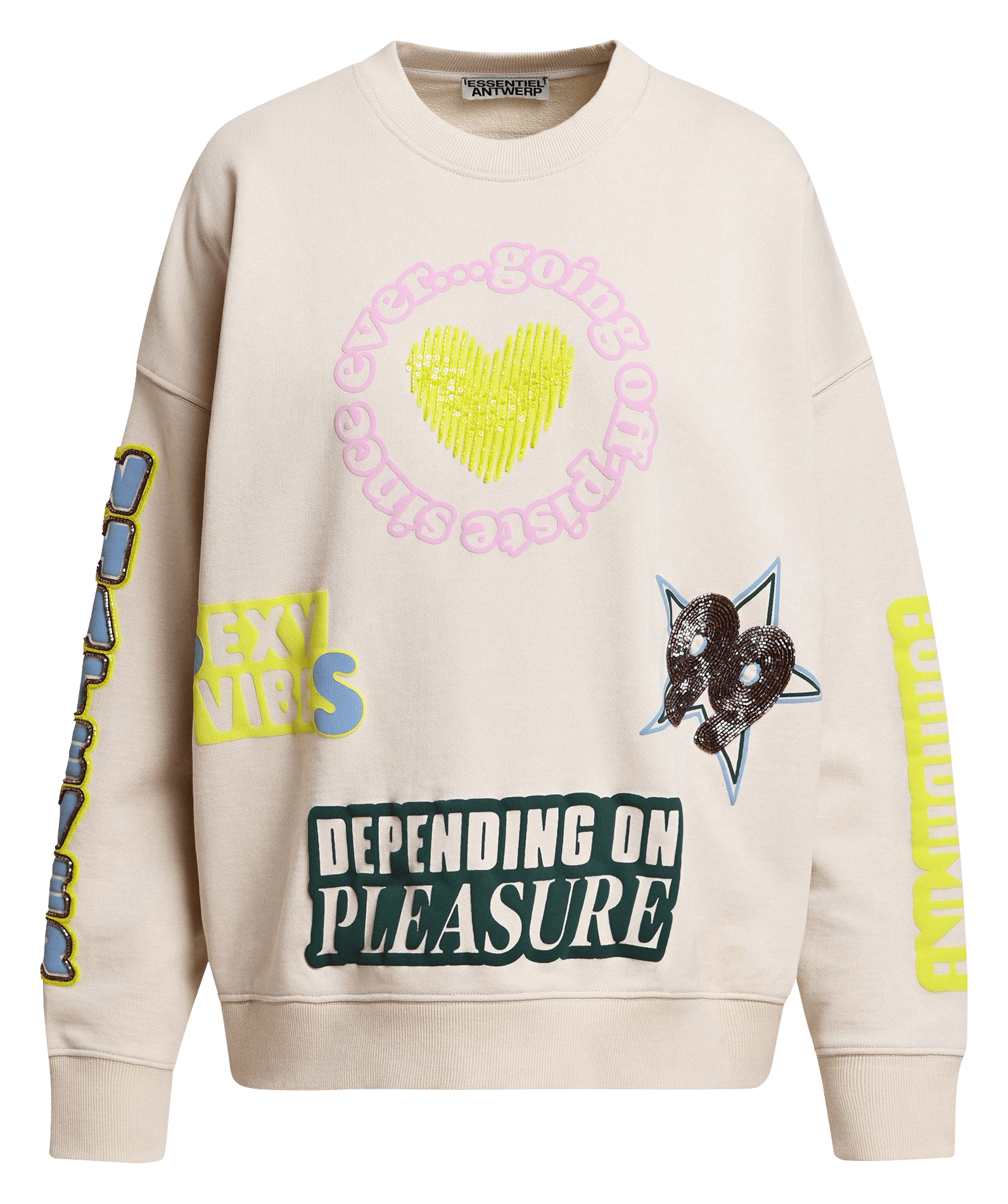 Sweat ample col rond imprimé en coton ESSENTIEL ANTWERP Blanc