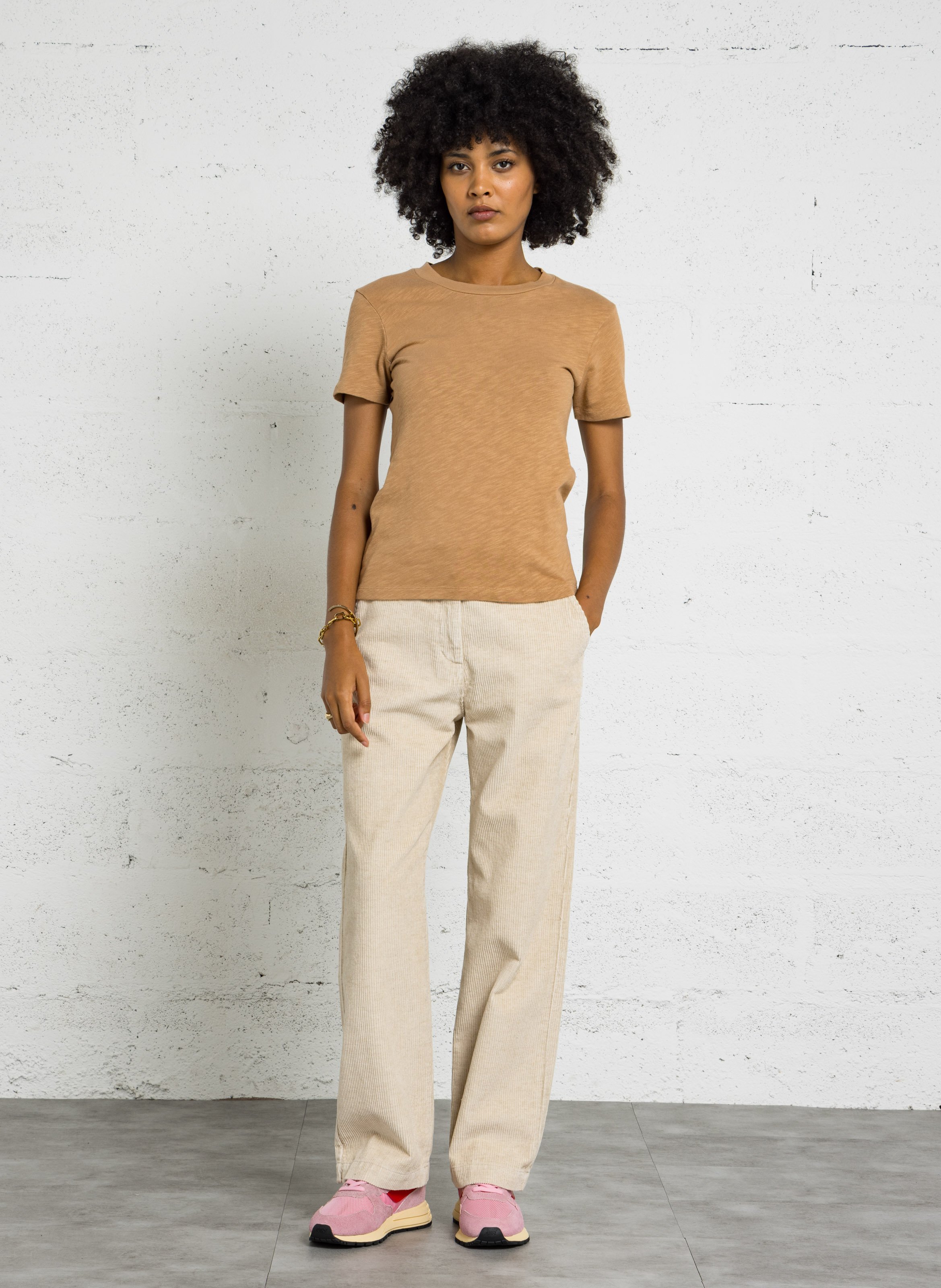 Recht, katoenen T-shirt met ronde hals AMERICAN VINTAGE Bruin