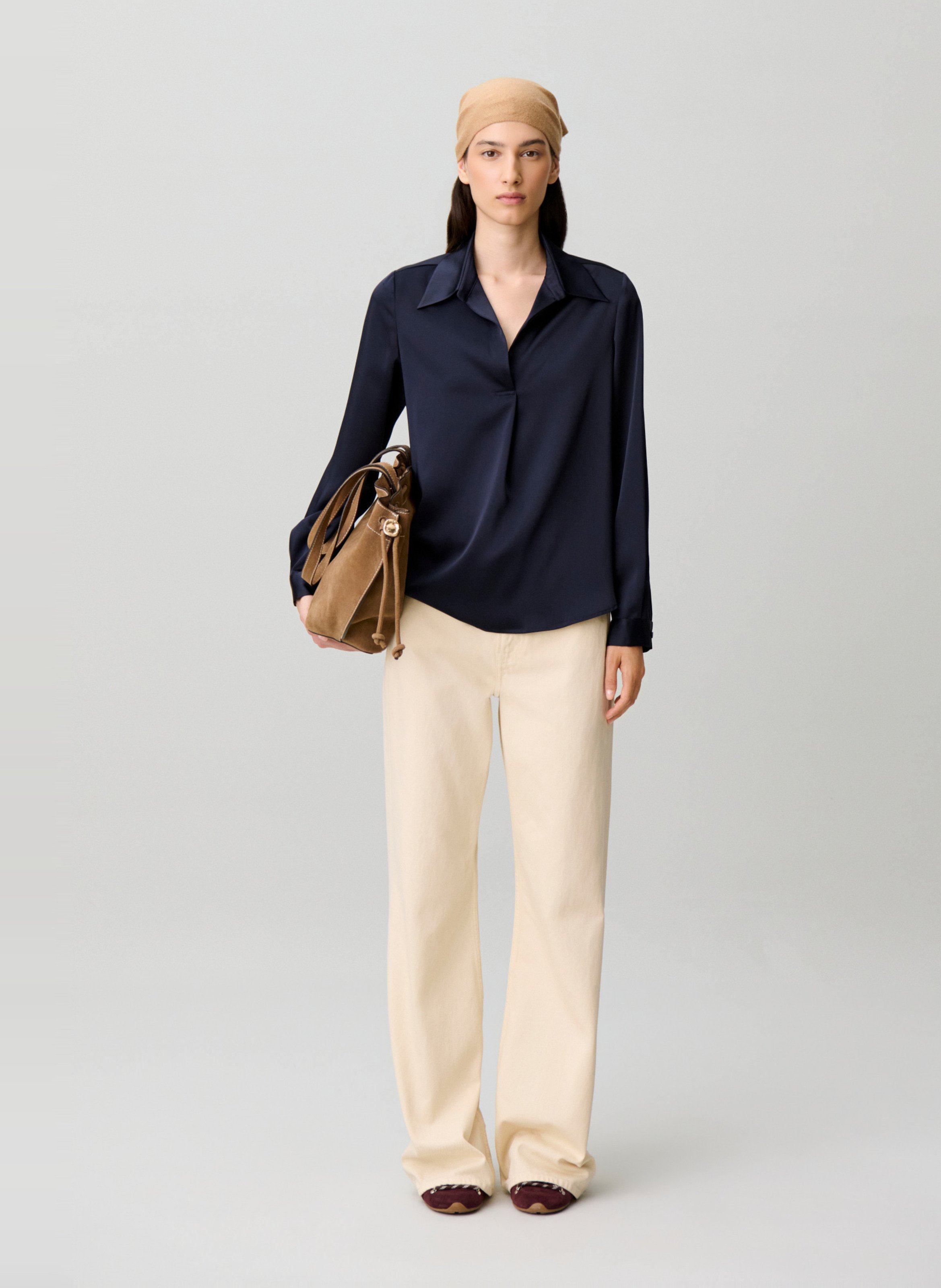 Top à col classique satiné CLAUDIE PIERLOT Bleu