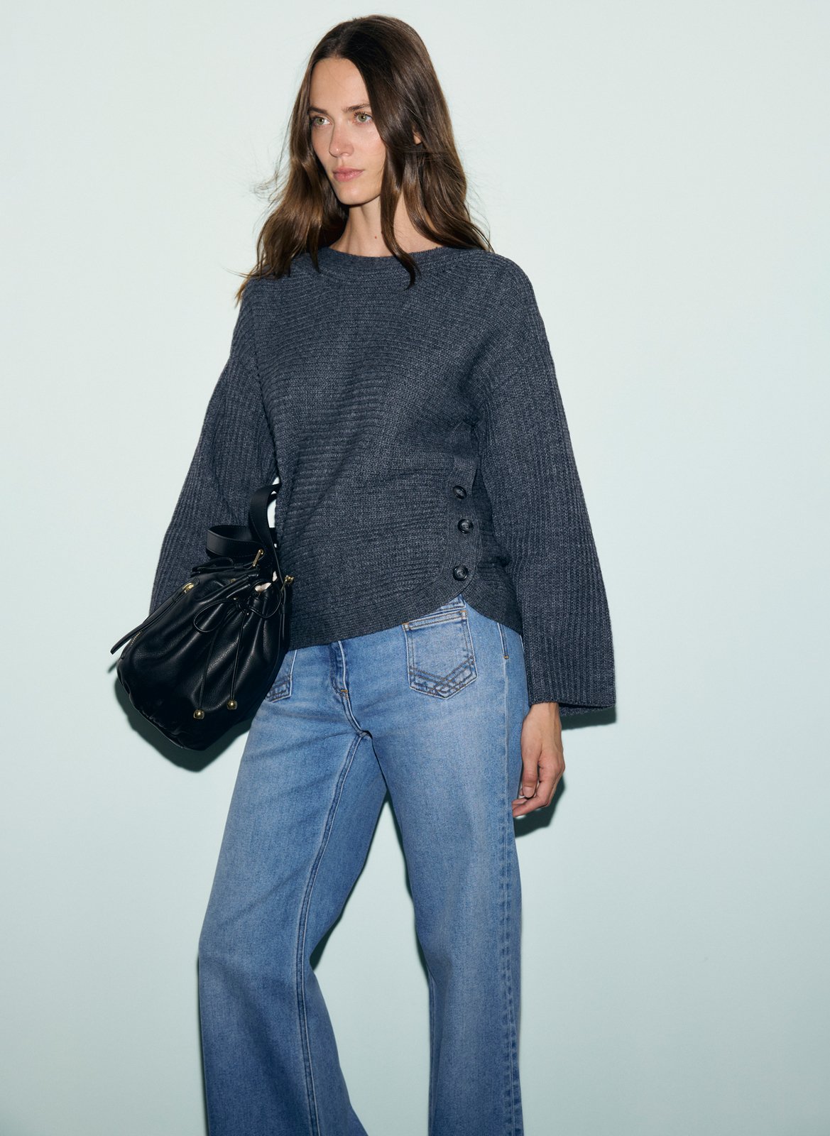 Straight boat neck wool blend sweater GERARD DAREL Grey