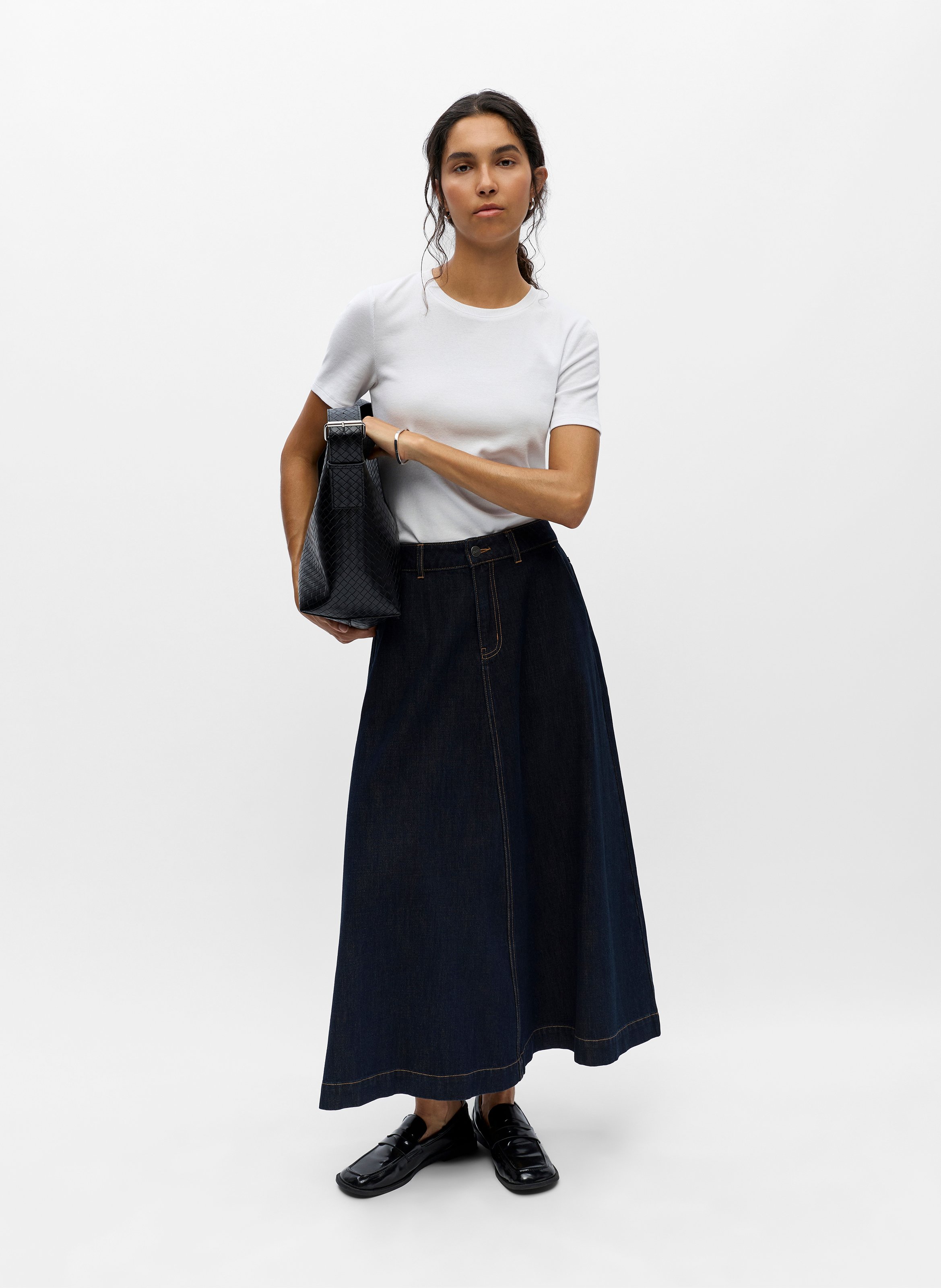 Ausgestellter Jeansrock aus Baumwolle OBJECT Blau