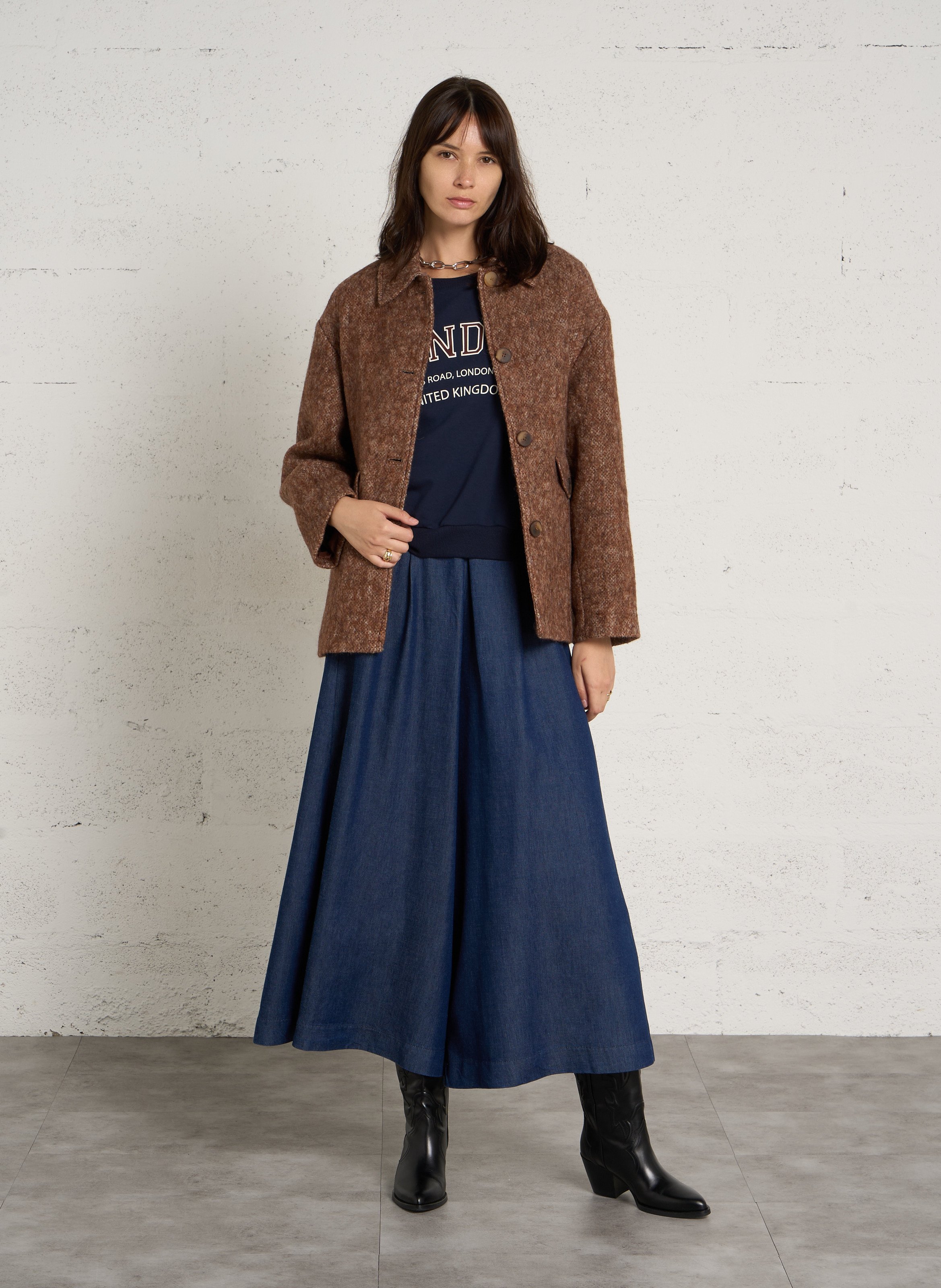 Wijde denim broek MAISON 123 Blauw