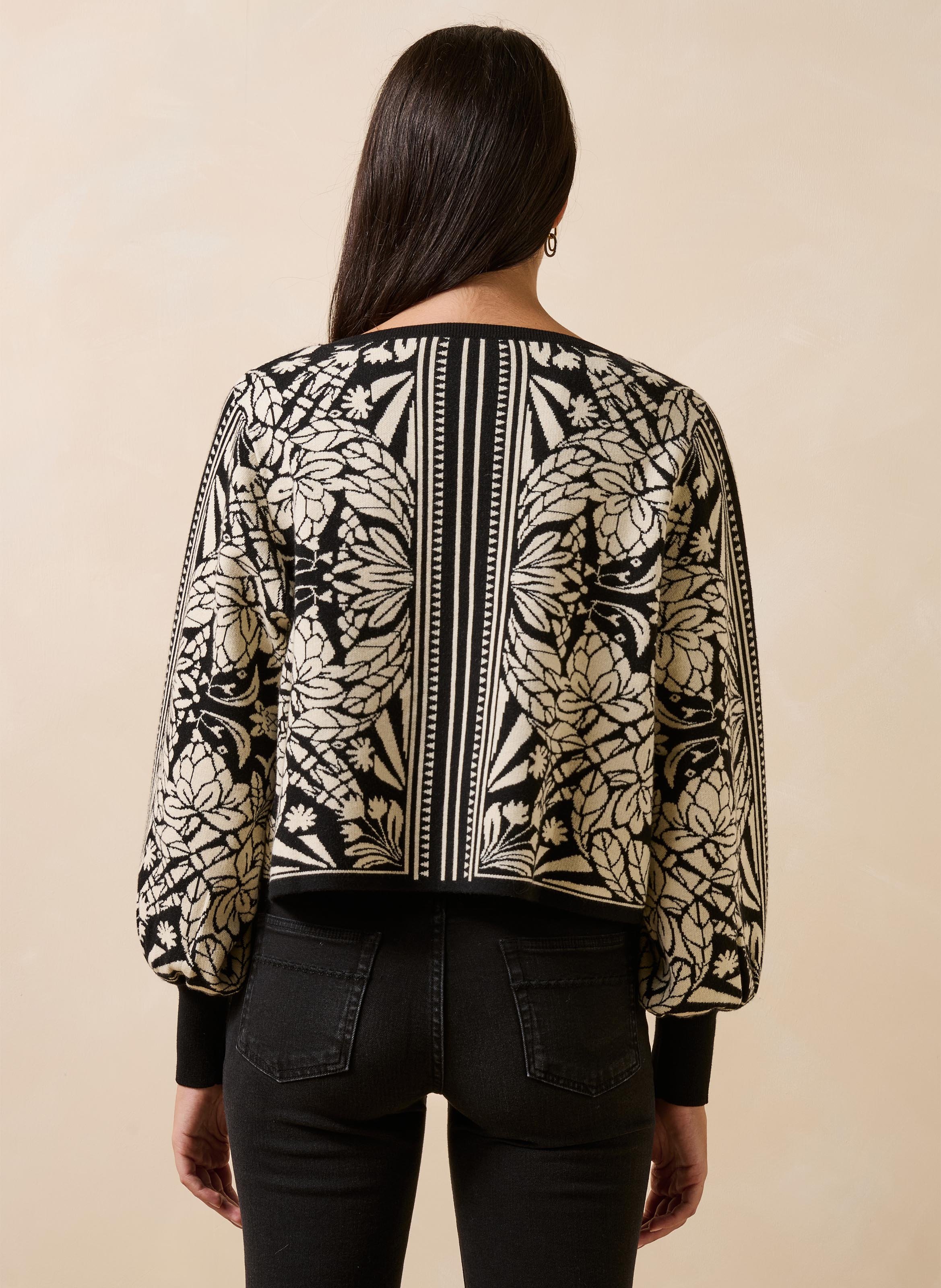 Pull oversize imprimé LA FEE MARABOUTEE Noir