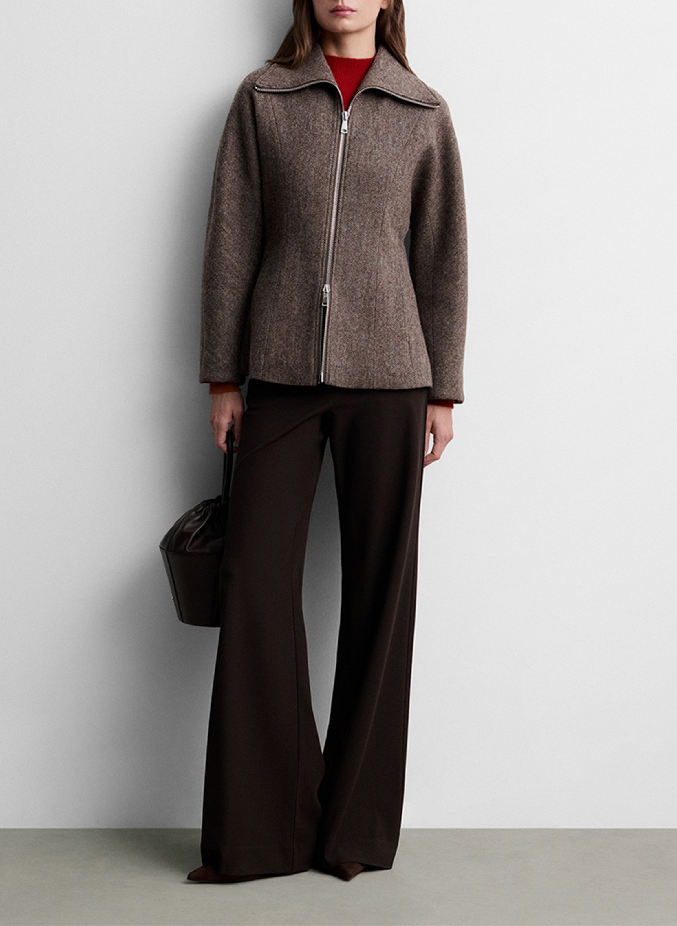 Fitted herringbone jacket SIMORRA Brown
