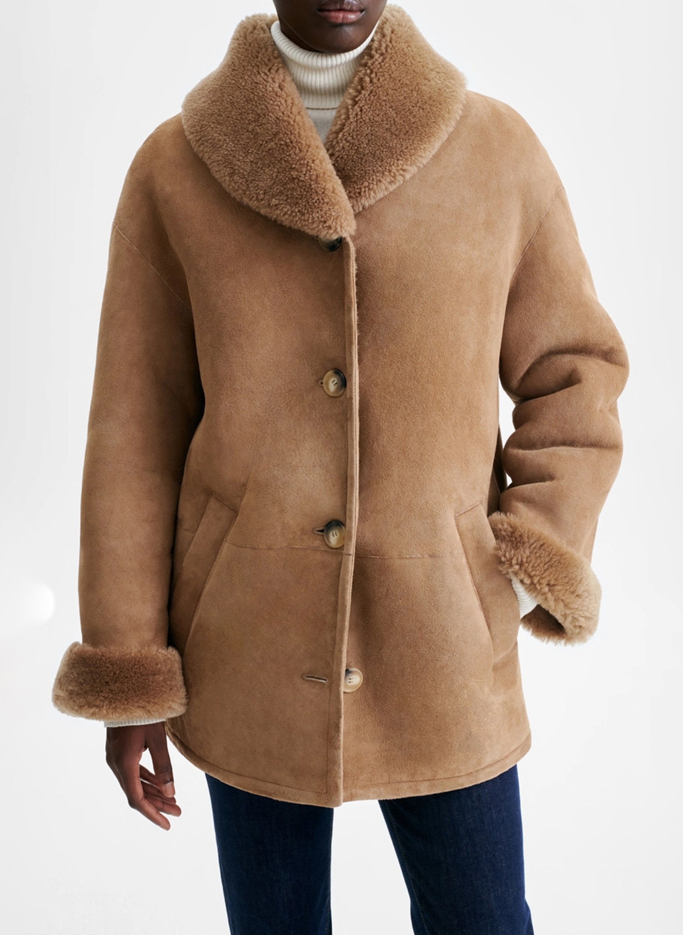 Manteau en peau lainée VANESSA BRUNO Marron