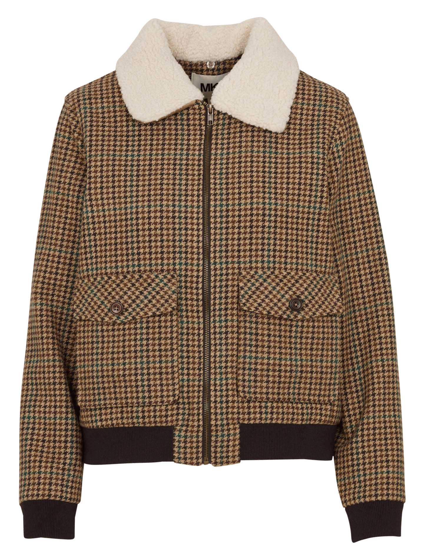 Blouson droit à motif en laine mélangée MKT Marron