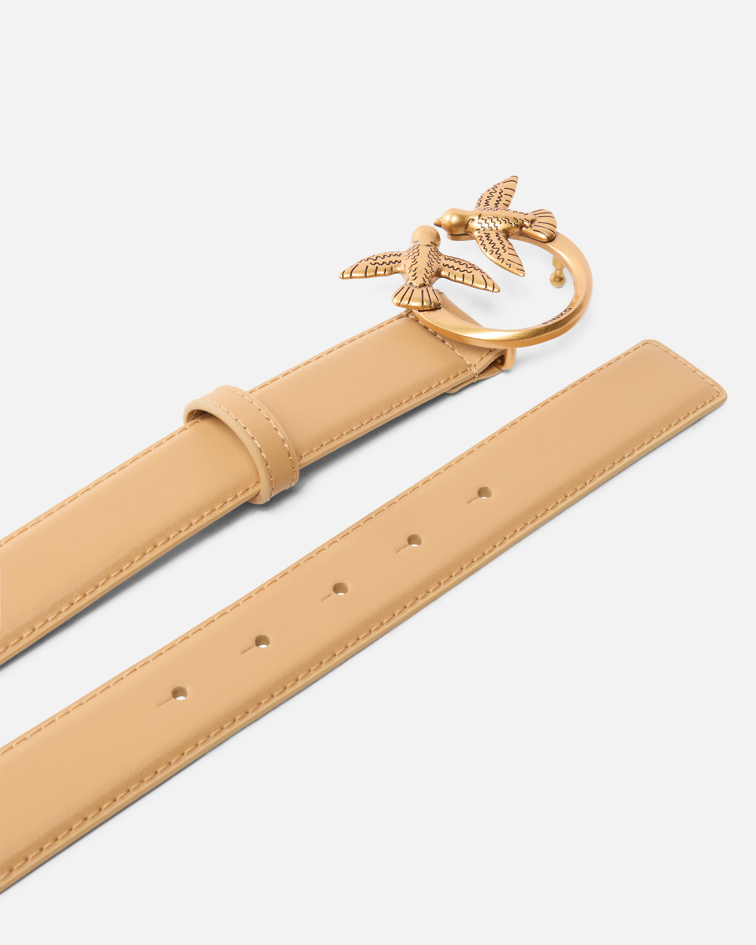 Ceinture love birds en cuir 3cm PINKO Beige