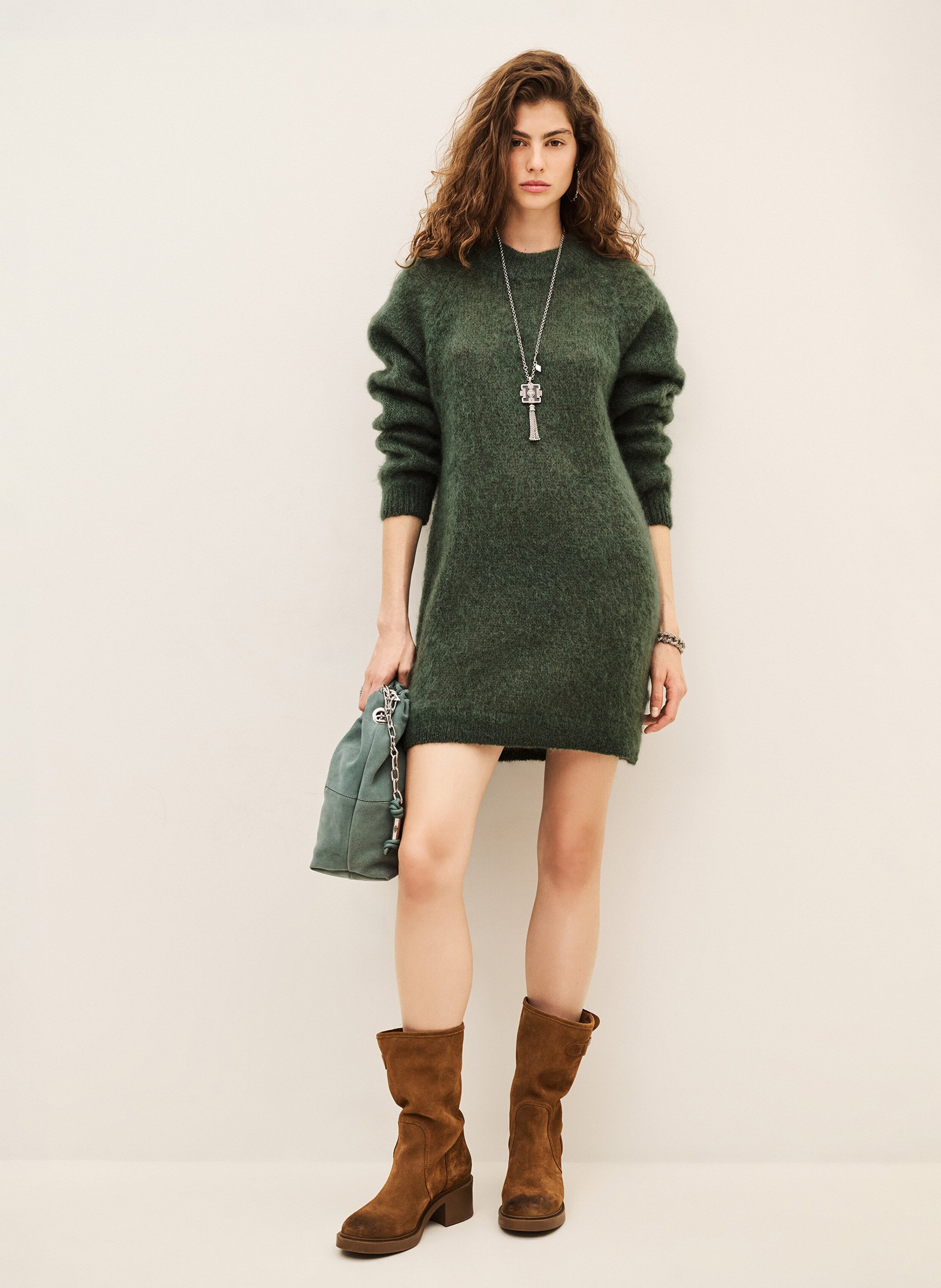 Short wool-blend sweater dress BA&SH Khaki