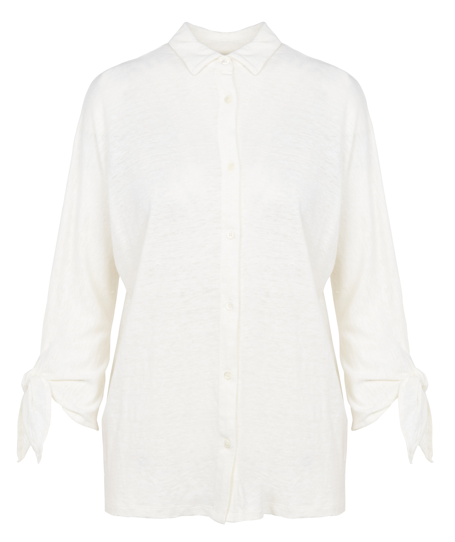 Chemise col classique en lin et soie Blanc soie Majestic filatures