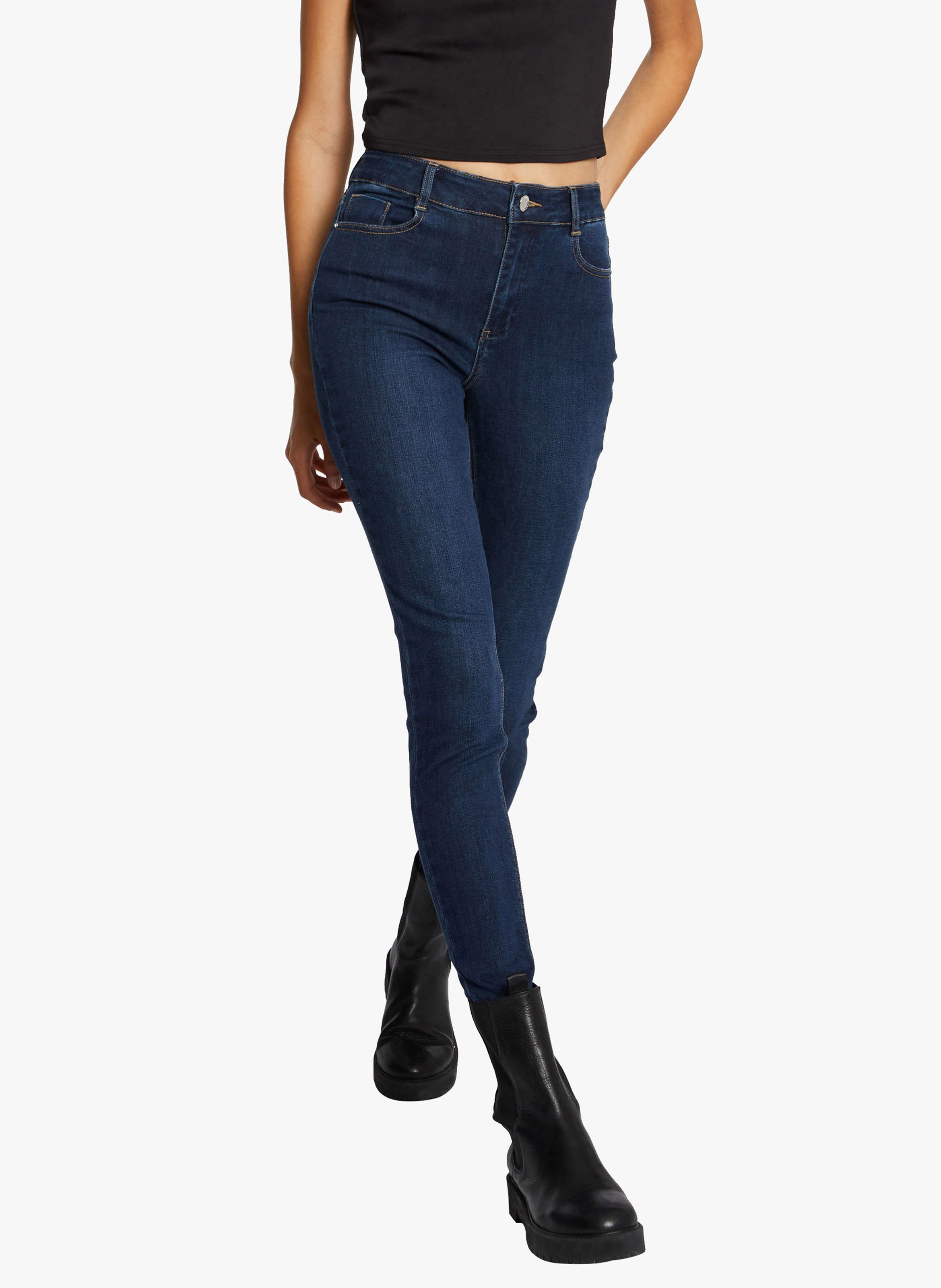 High-rise slim-fit 7/8 jeans MORGAN Blue