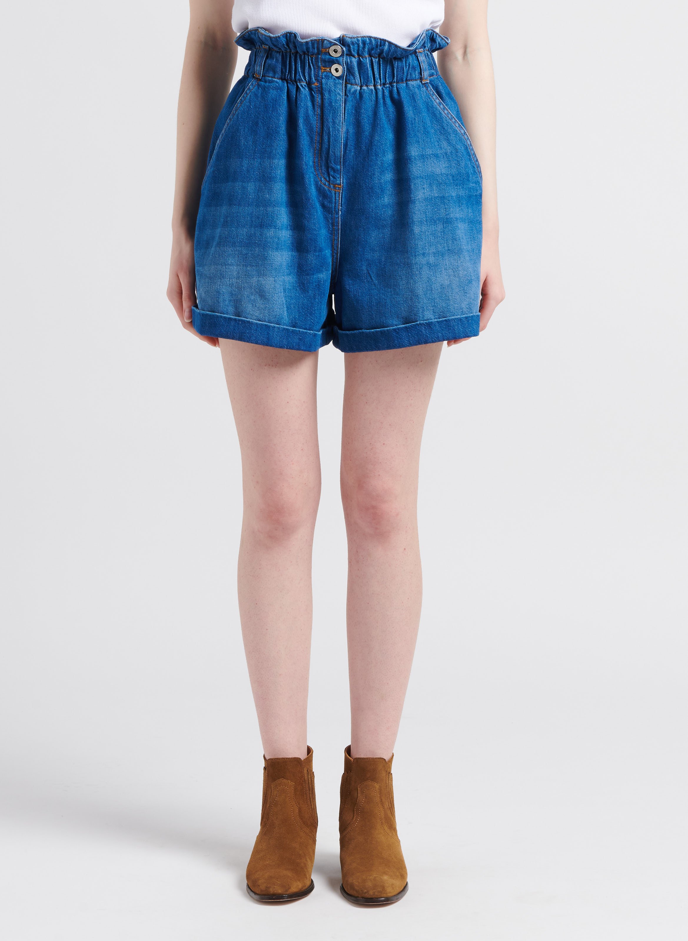 High-waisted denim shorts TWINSET Faded jeans