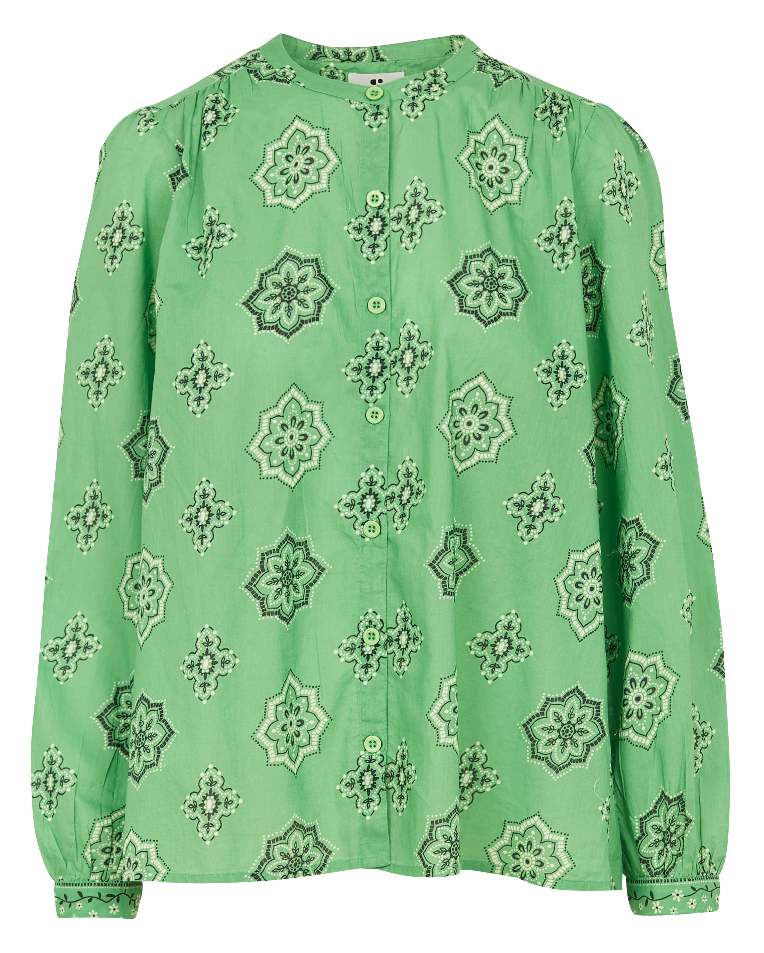 Round-neck printed cotton blouse SWILDENS Green