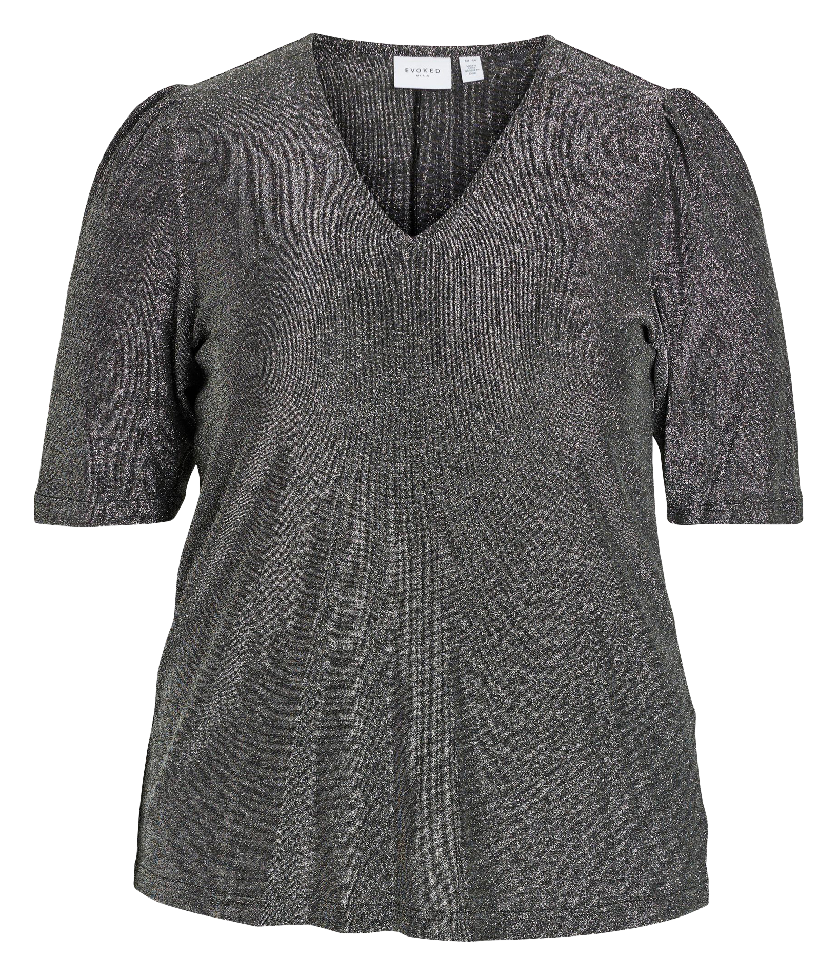Top col V à paillettes  EVOKED Argent