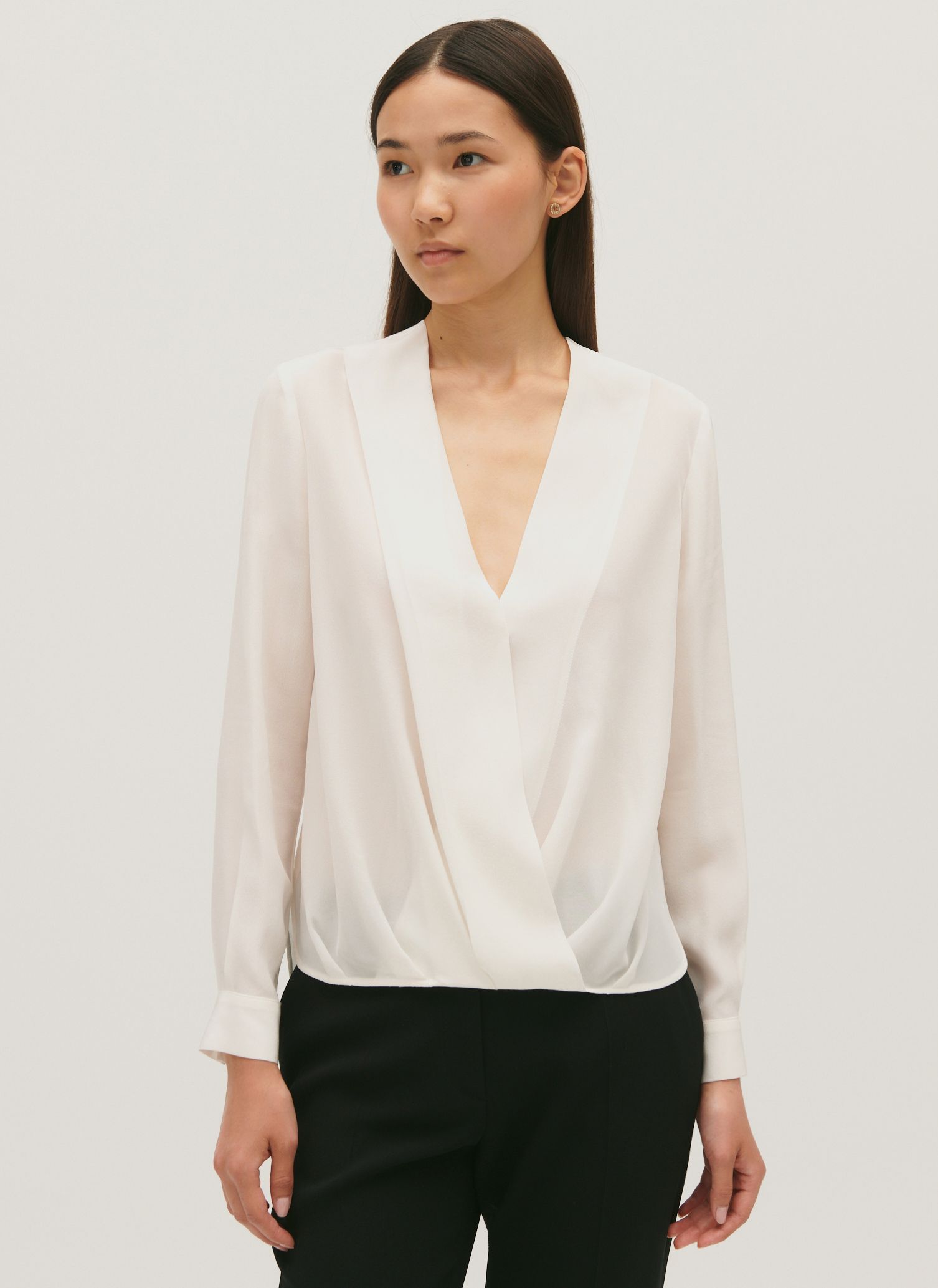 Fluid V neck Wrap Top Ecru Claudie Pierlot Women Place des