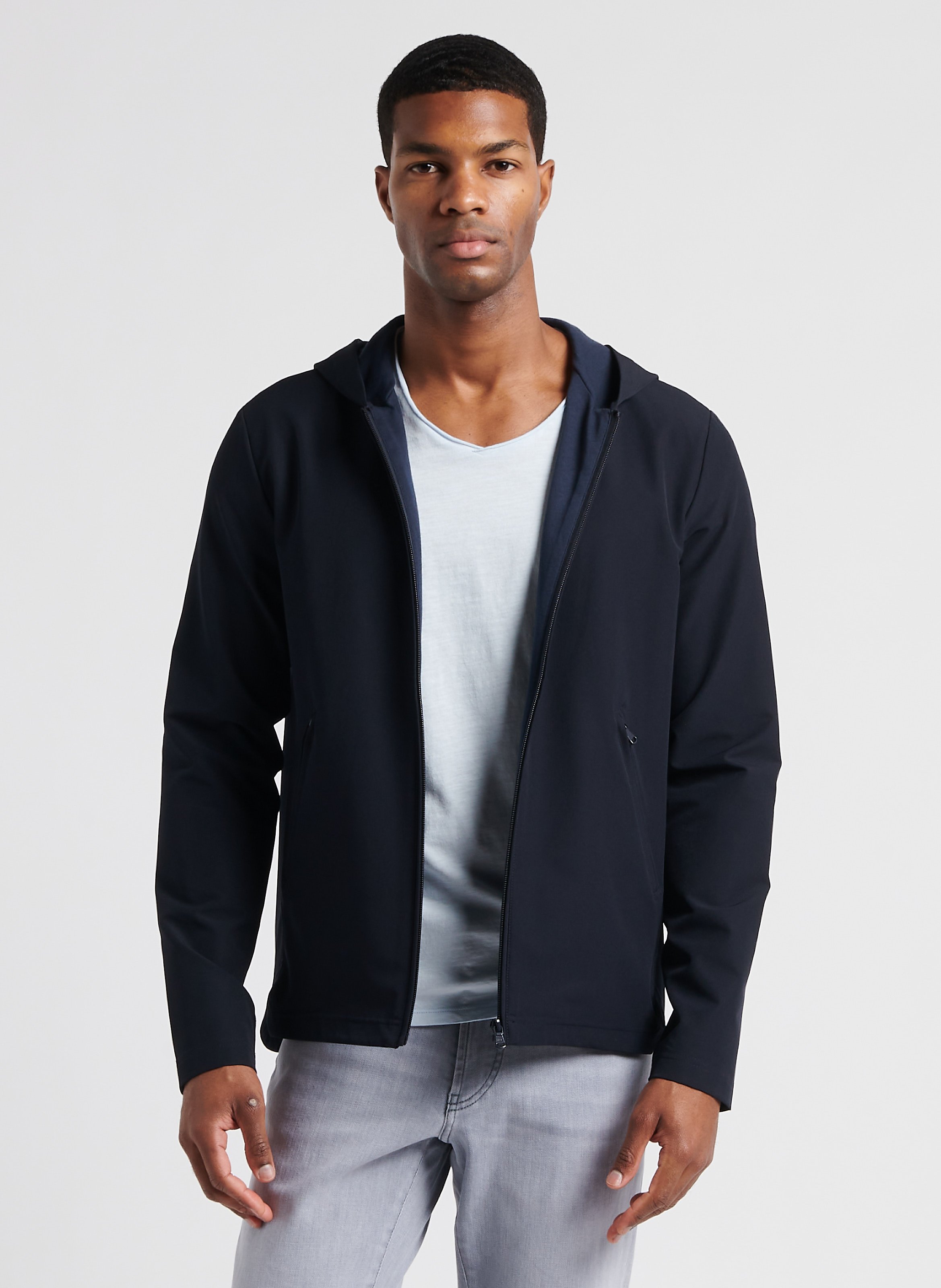 Blouson Droit a Capuche Bleu Marine Ikks Homme MY41133 48 BLEU MARINE Place des Tendances