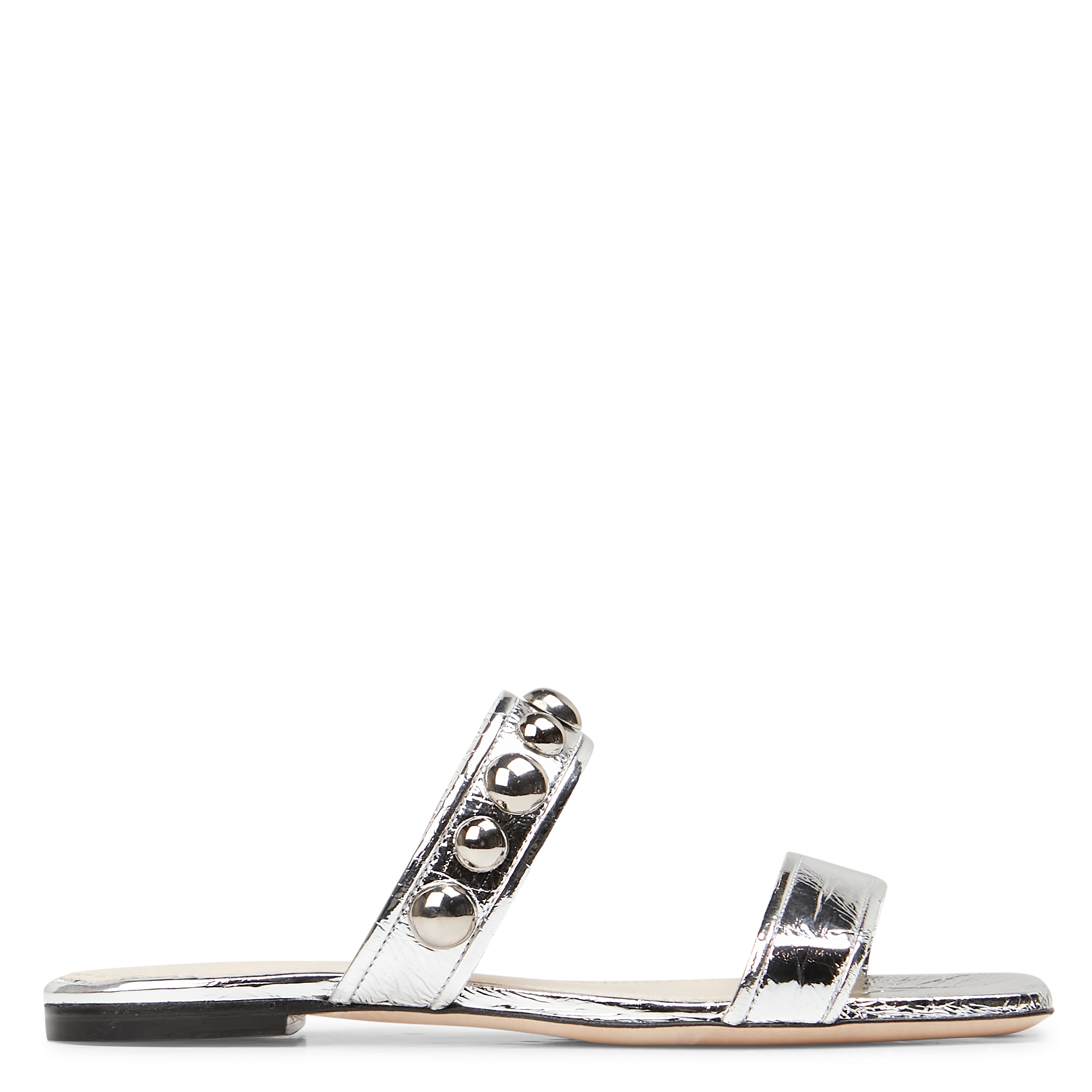 Sandales plates en cuir métallisé IRO Argent