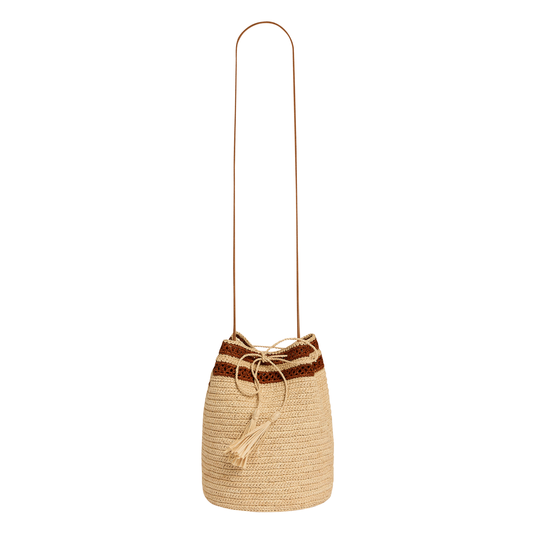 Raffia Bucket Bag Cognac Pablo - Women - PZS75E454-6110-COGNAC | Place ...