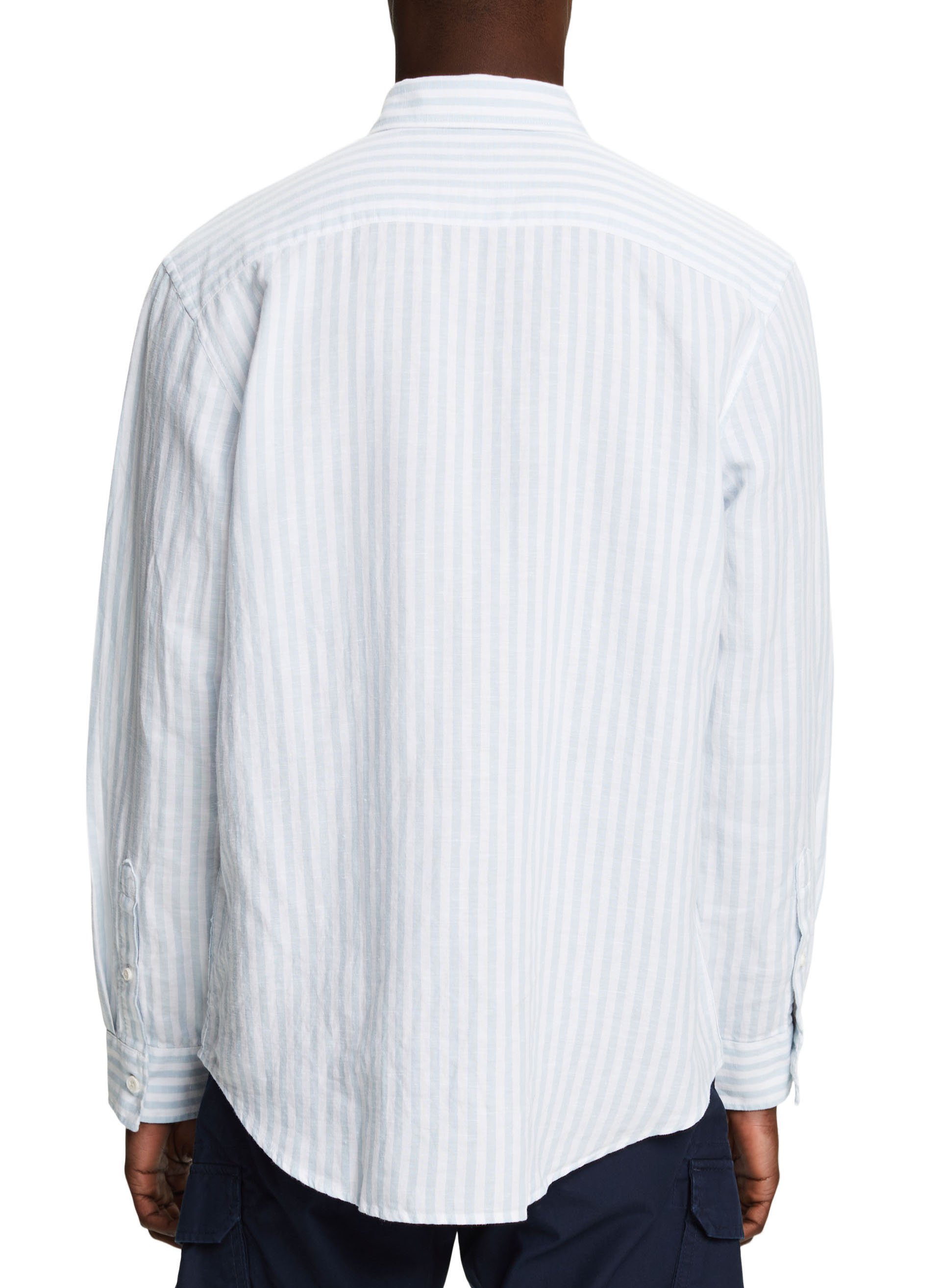 Linen and cotton-blend shirt with classic collar ESPRIT Blue