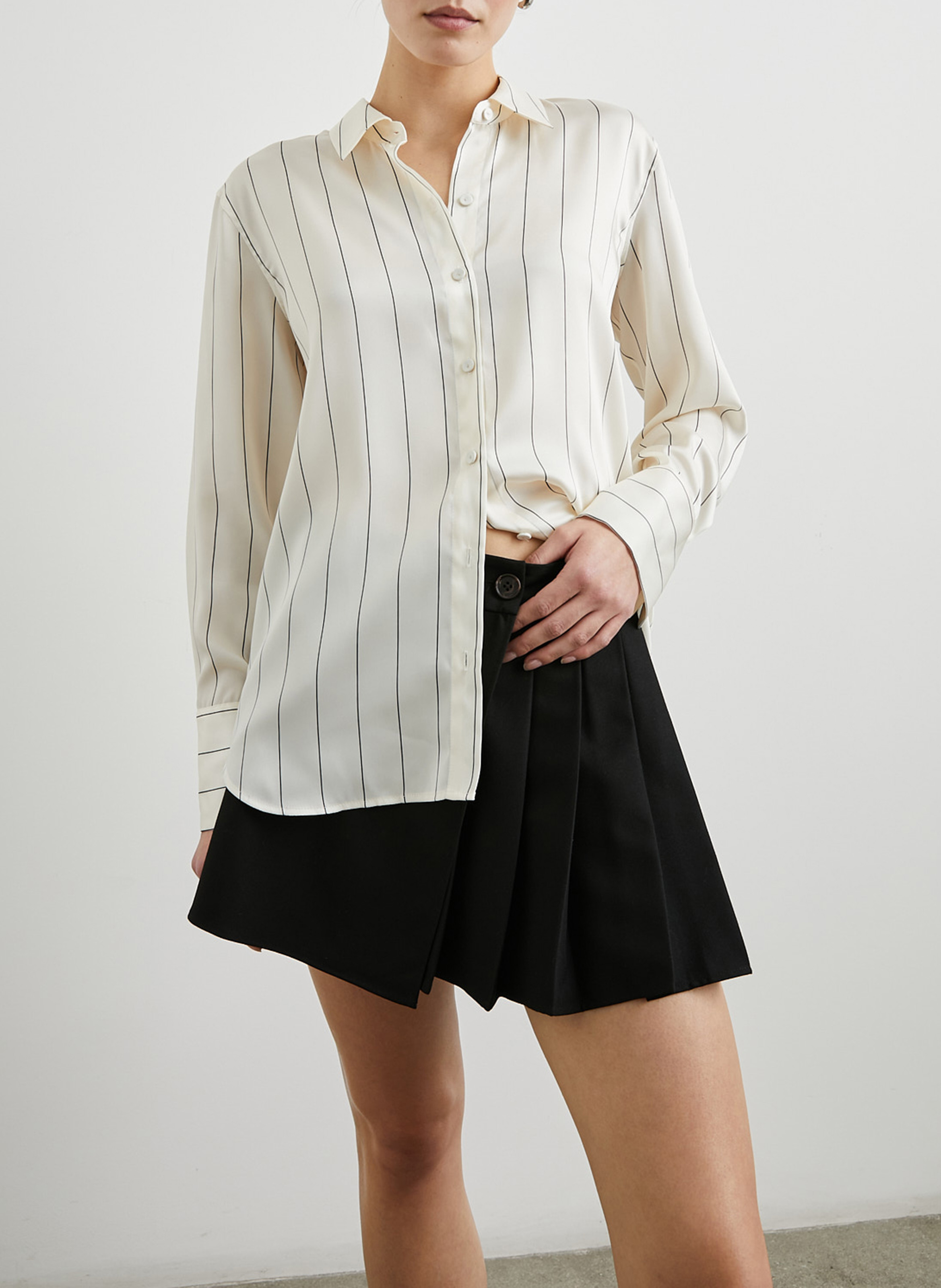 Chemise col classique rayée RAILS Blanc