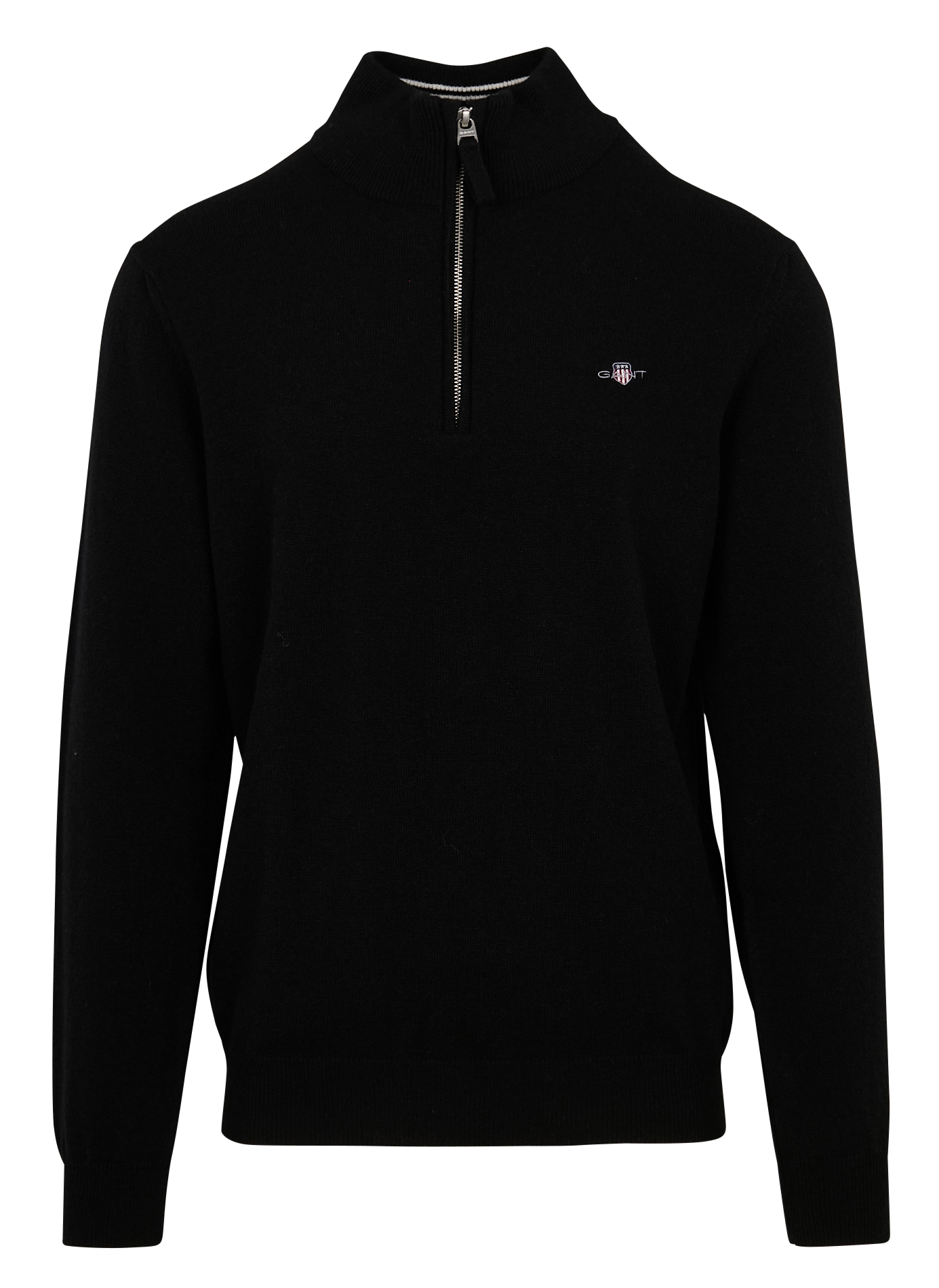Pull droit col montant zippé en laine GANT Noir