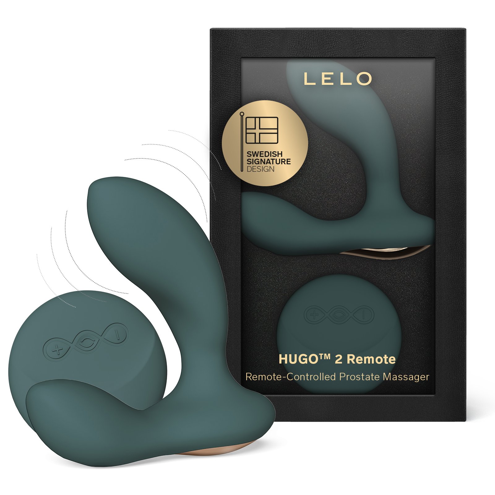 Men's remote-controlled masturbator, Lelo Hugo 2 Remote LELO Green