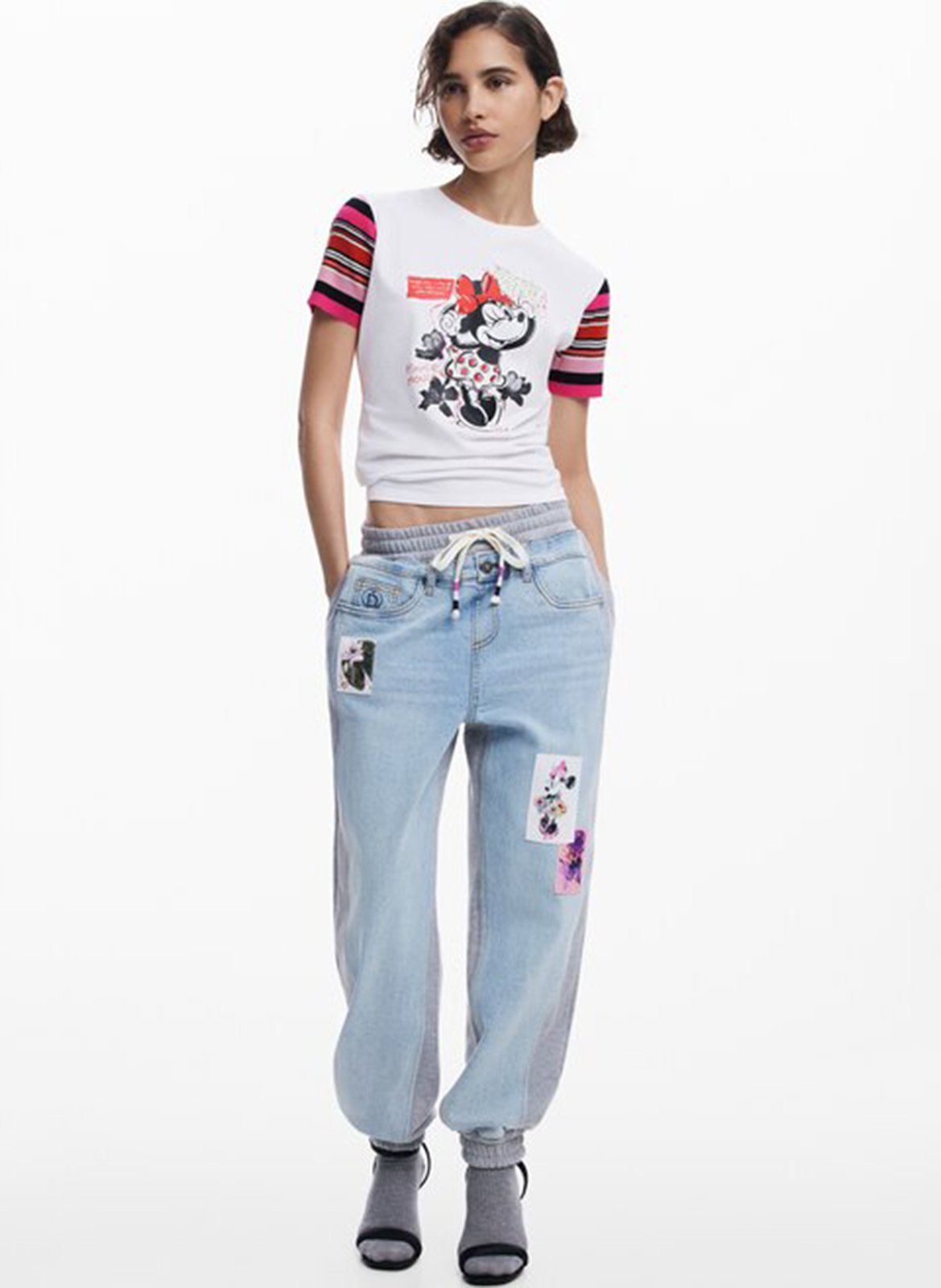 Pantalón jogger de algodón mezclado minnie mouse Bleu Desigual