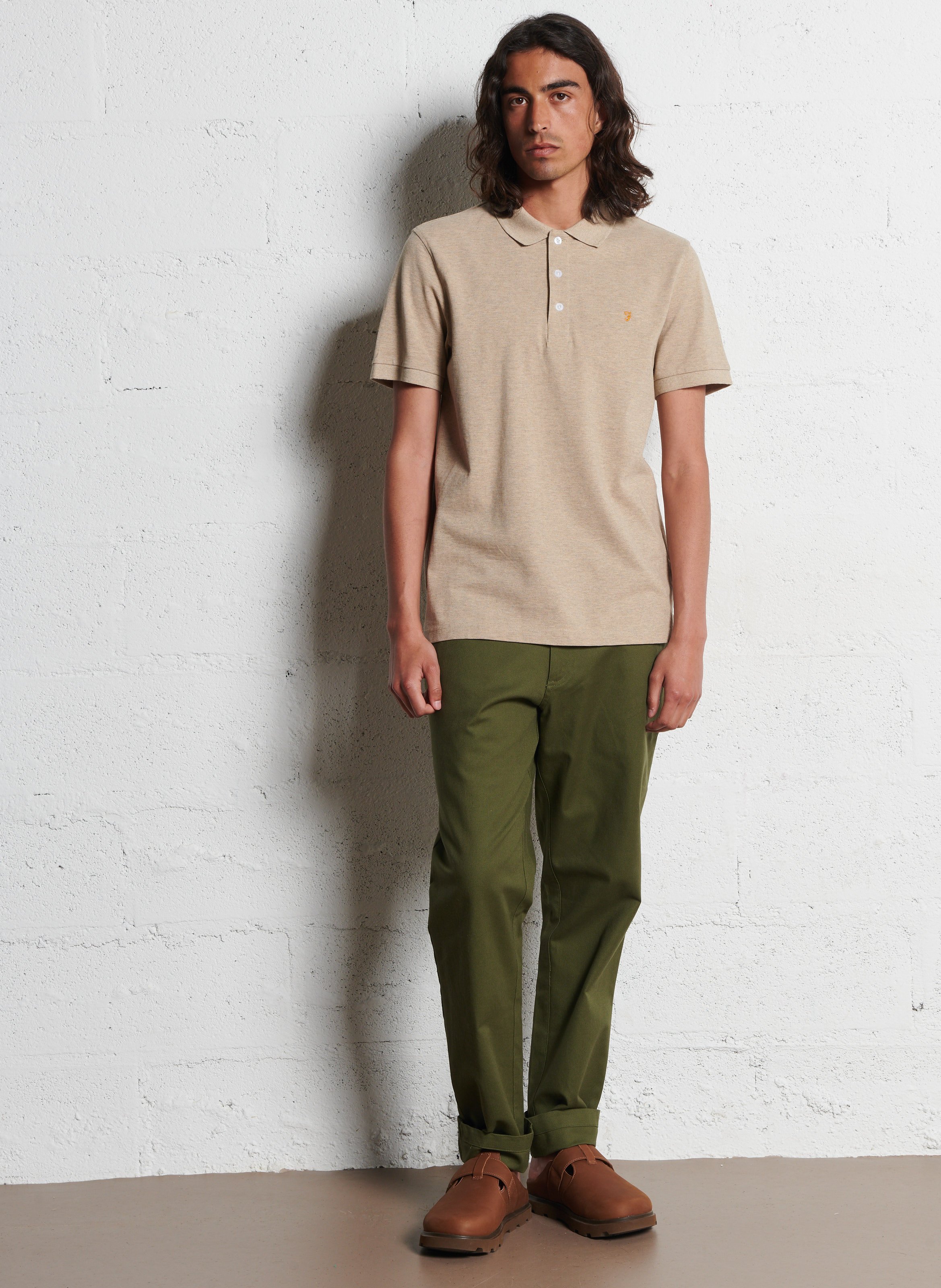 Slim-fit cotton cargo pants FARAH Green