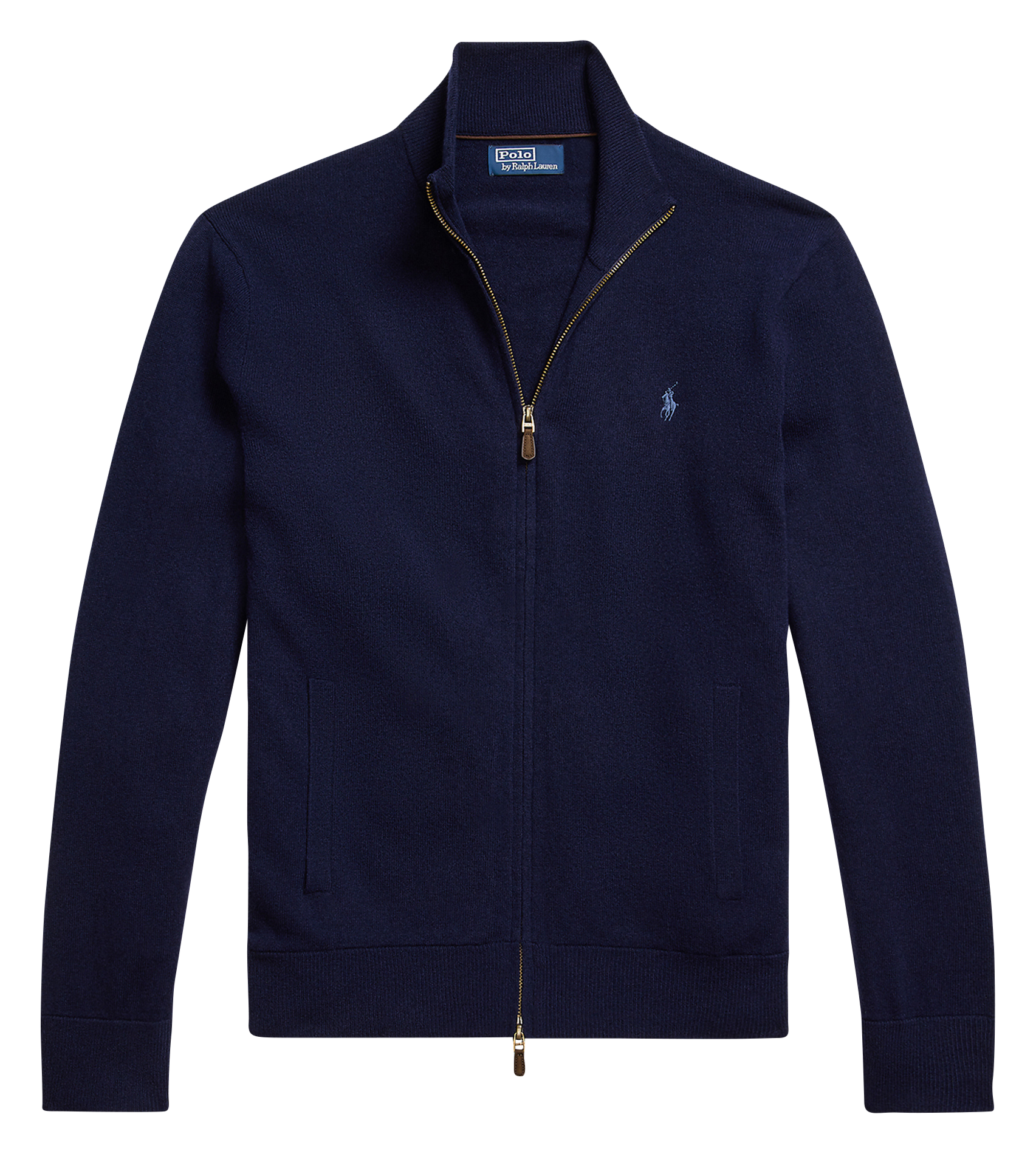 Gilet zippé à broderie logo en laine POLO RALPH LAUREN Bleu