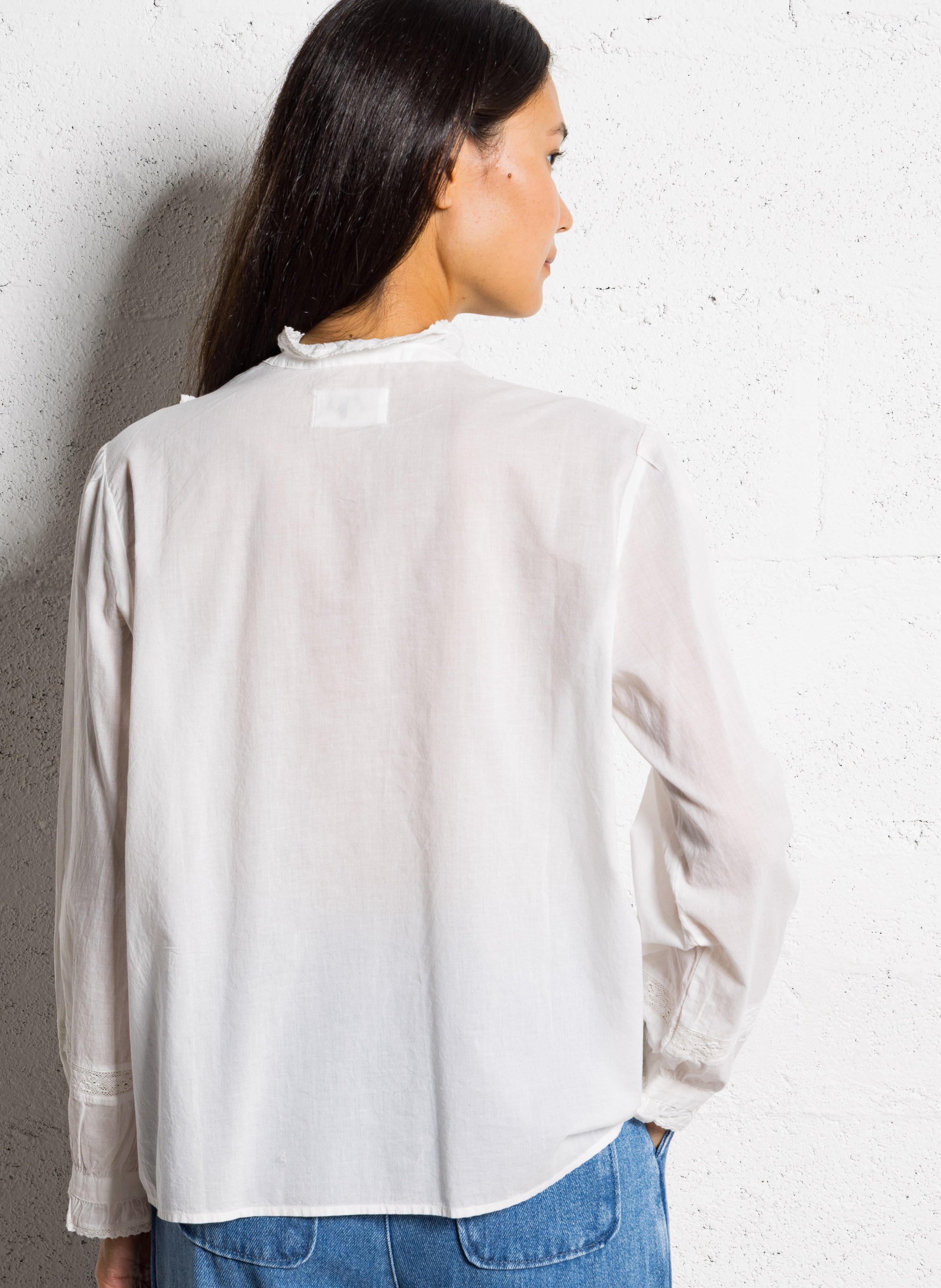 Victorian collar cotton blouse DES PETITS HAUTS Beige