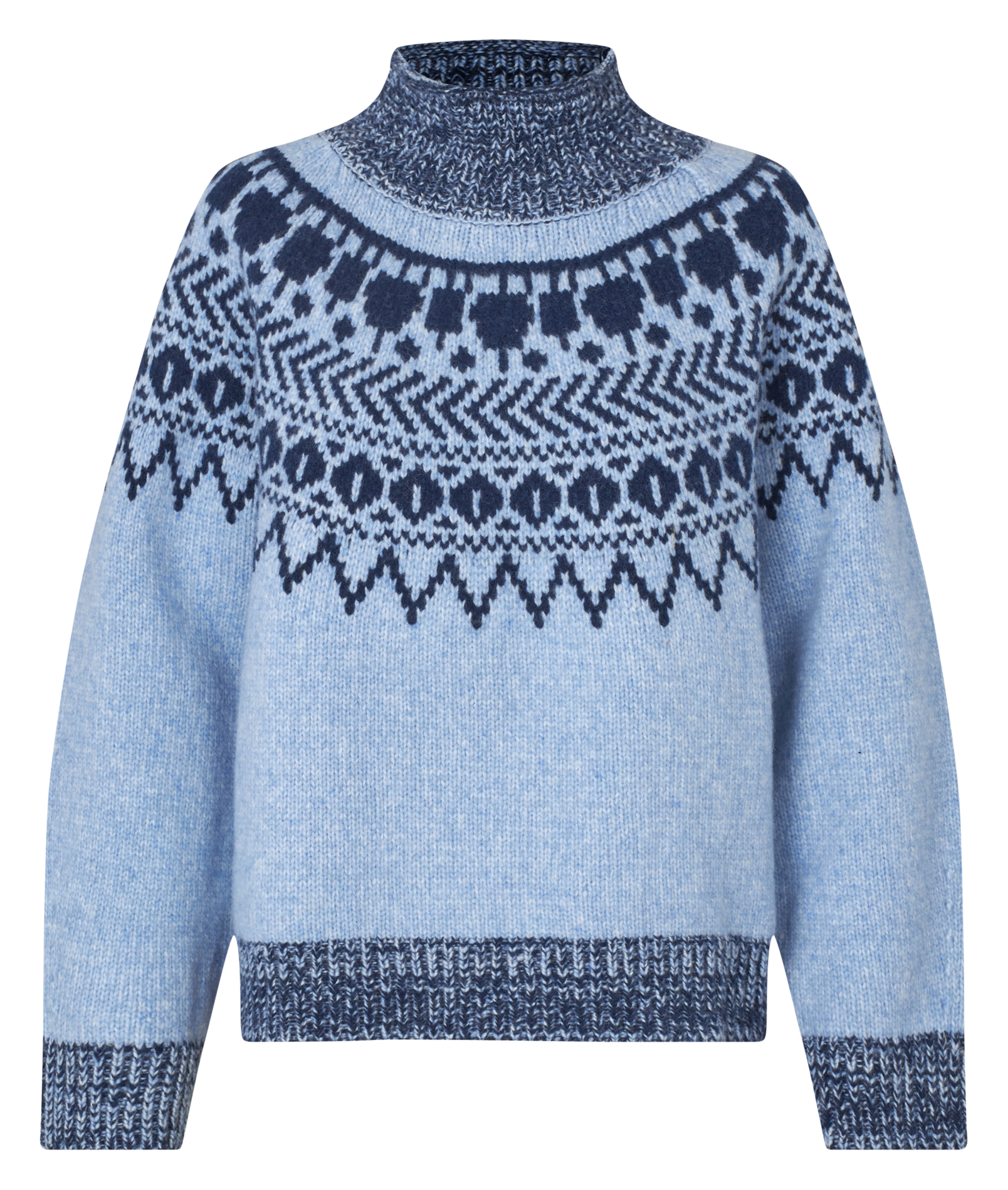 Pull droit col montant en maille jacquard BAUM UND PFERDGARTEN Bleu