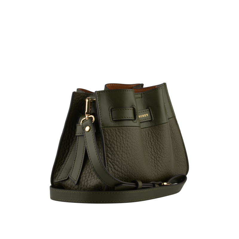 Shoulder bag - cowhide leather POURCHET Khaki