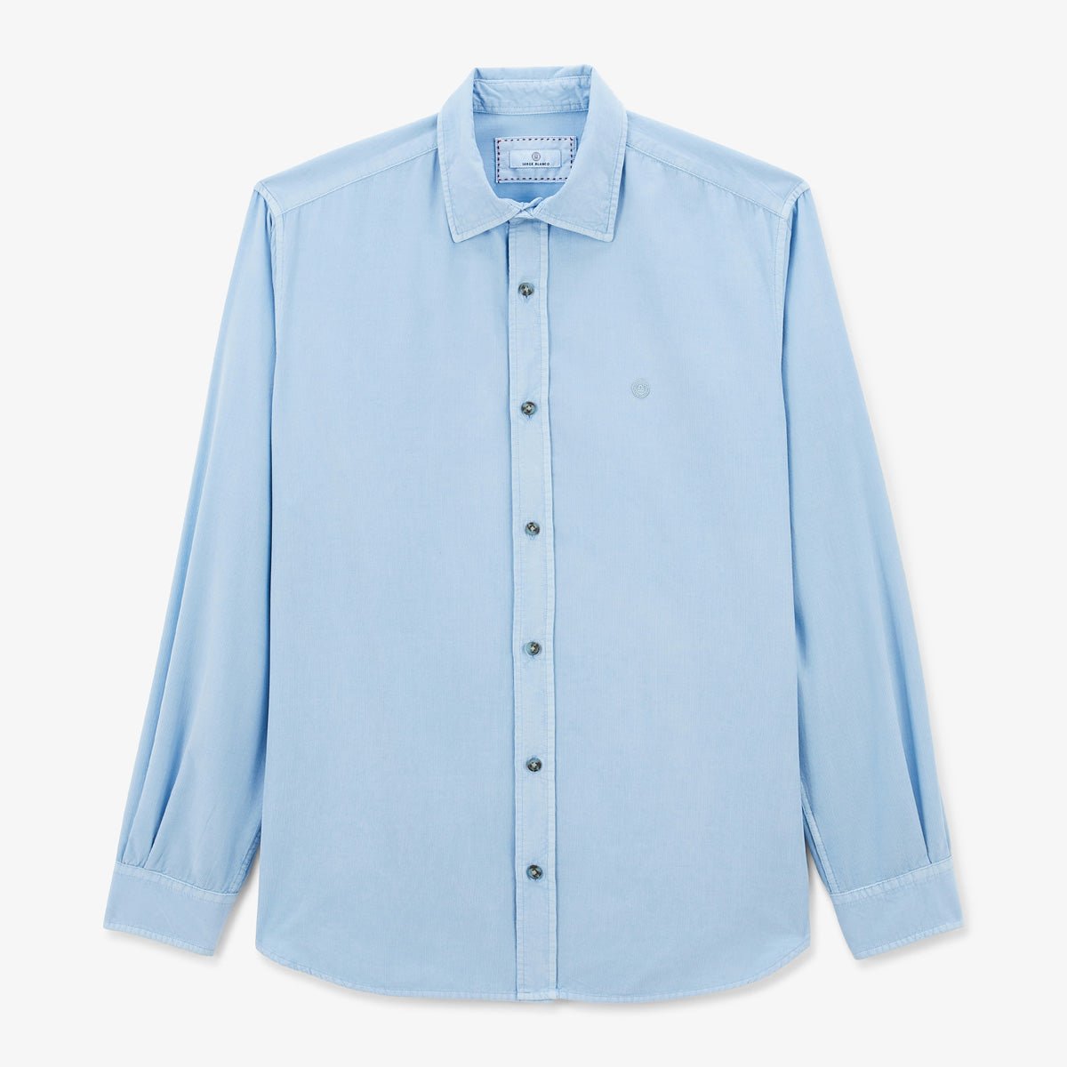 Solid velvet long-sleeve shirt SERGE BLANCO Blue